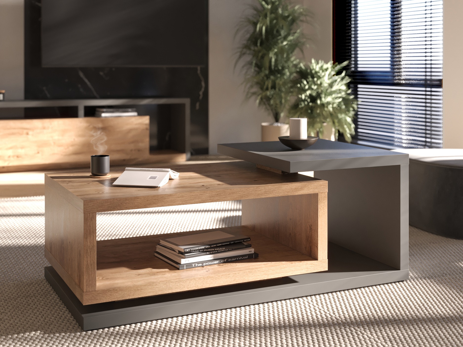 Журнальный столик Lutiva 104 (Антрацит + Ribbec дуб)