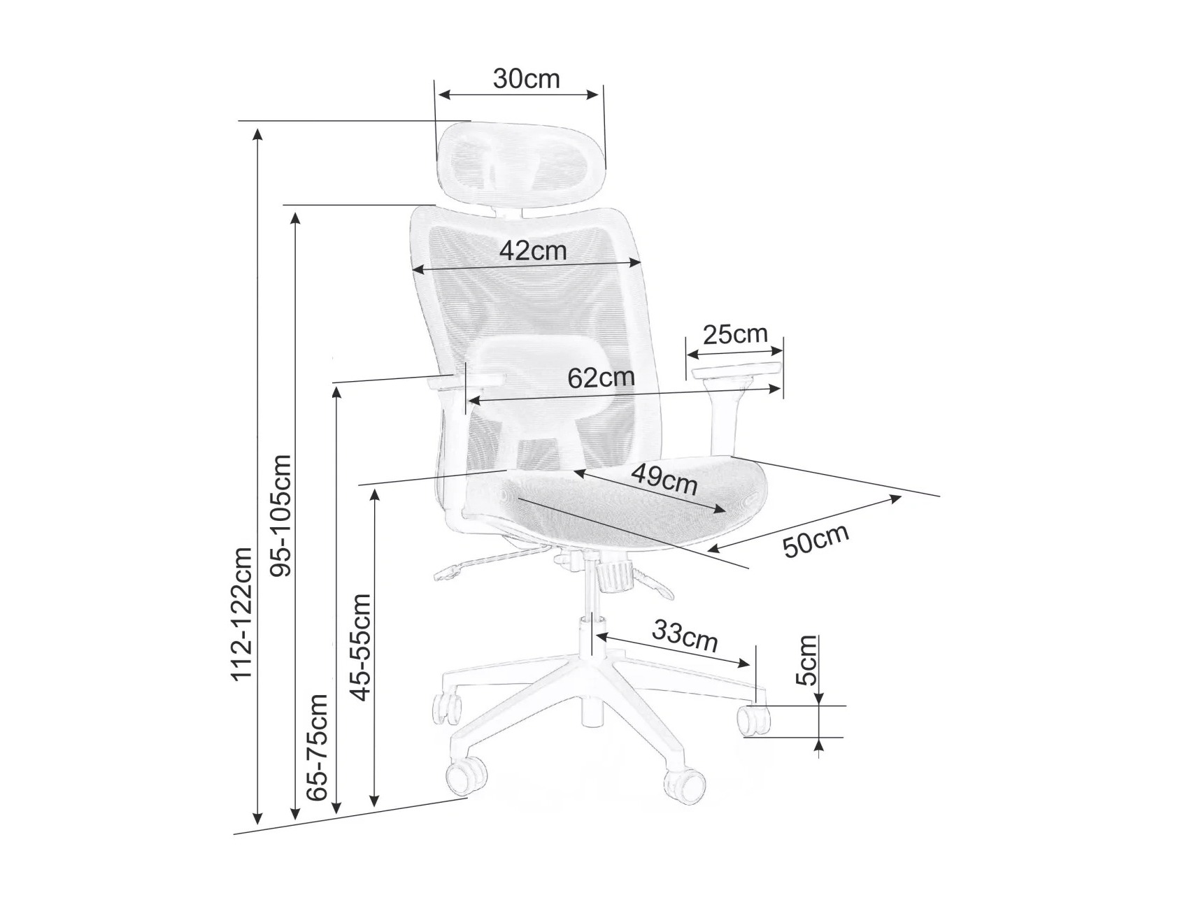 Biroja krēsls Detroit 796 (Pelēks)