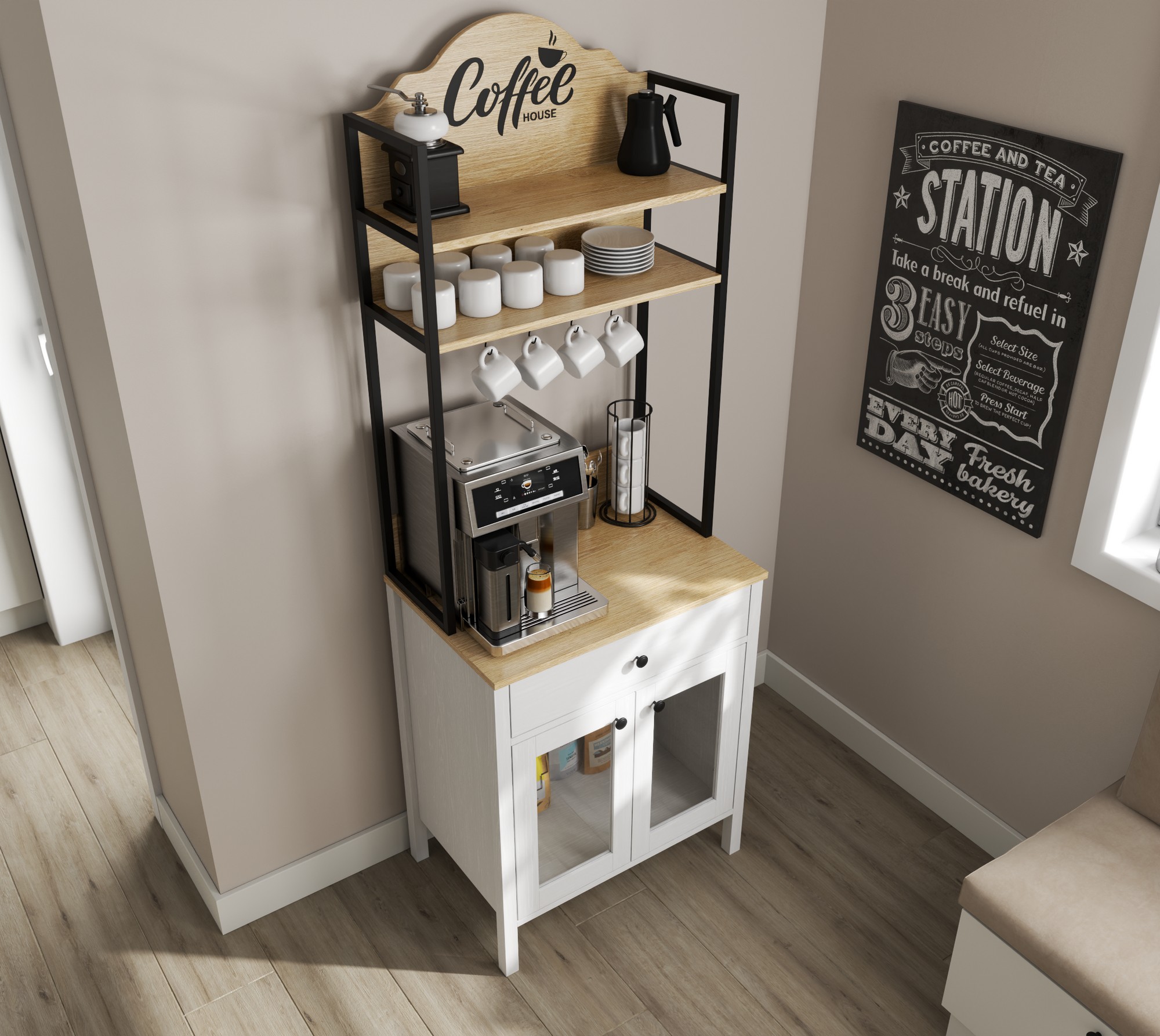 Daudzfunkcionāla mēbele Ophfela 147 (Melns)