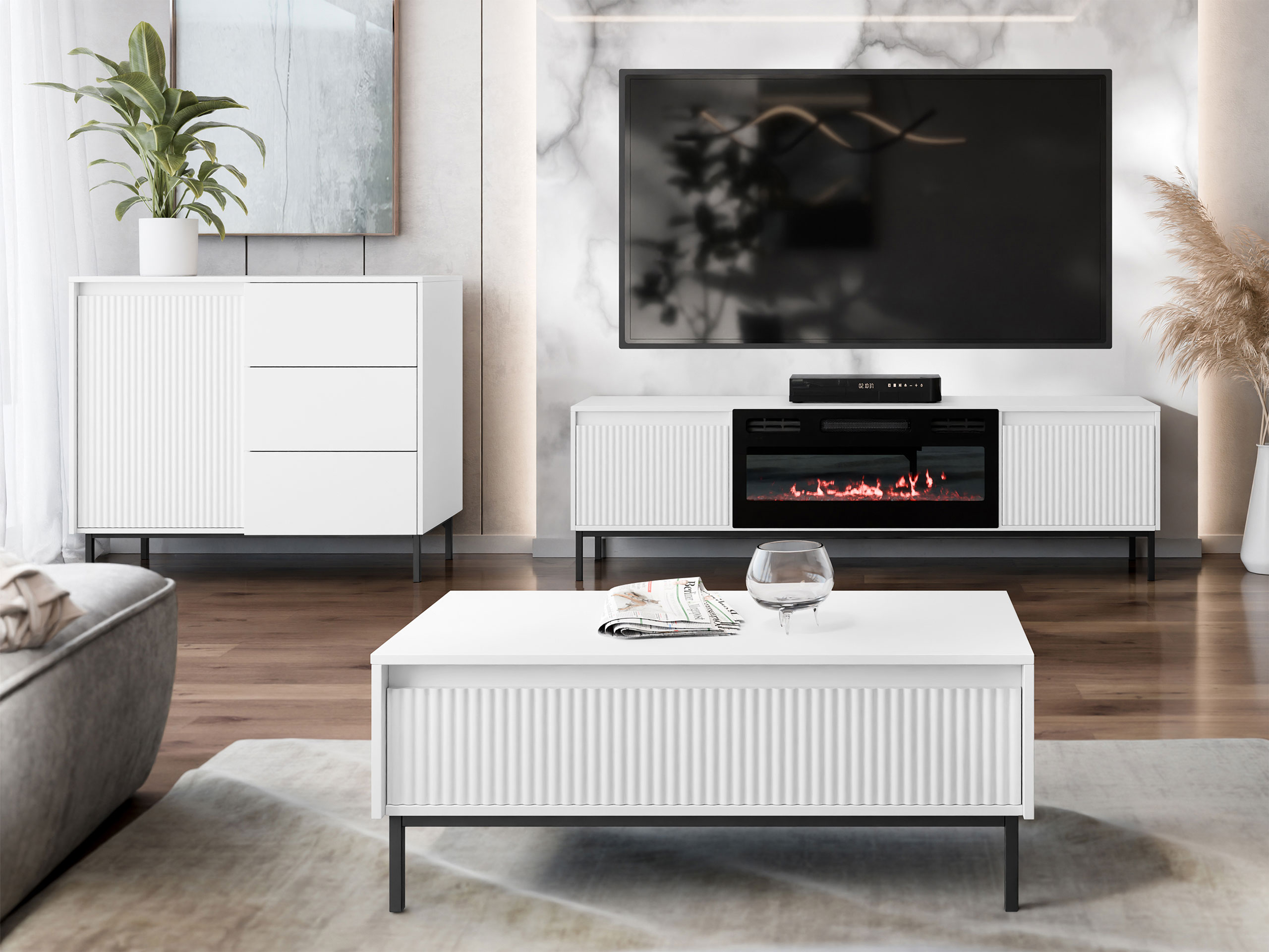 Viesistabas komplekts Comfivo Delruva 110 (Balts)