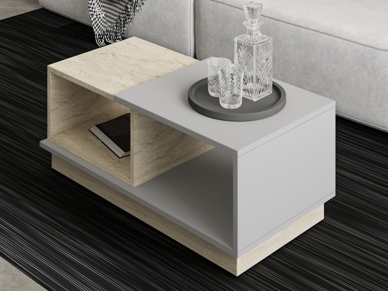 Журнальный столик Kailua 2582 (Серый + Светлый Travertine)