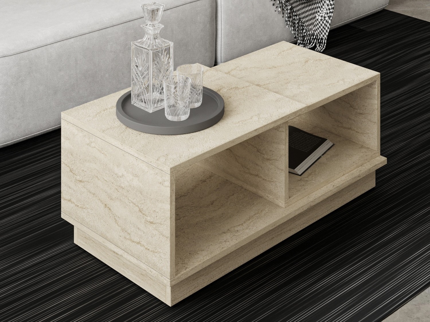 Žurnālu galdiņš Kailua 2582 (Gaišs Travertine)