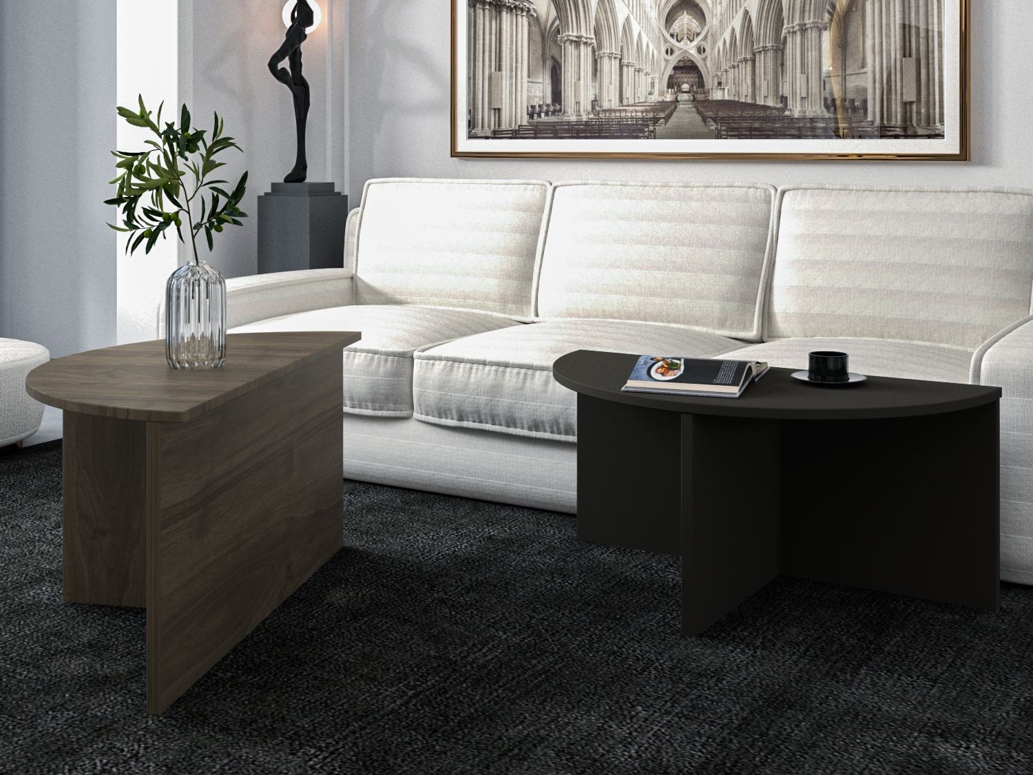 Žurnālu galdiņu komplekts Kailua 2581 (Antracīts + Riekstkoks)