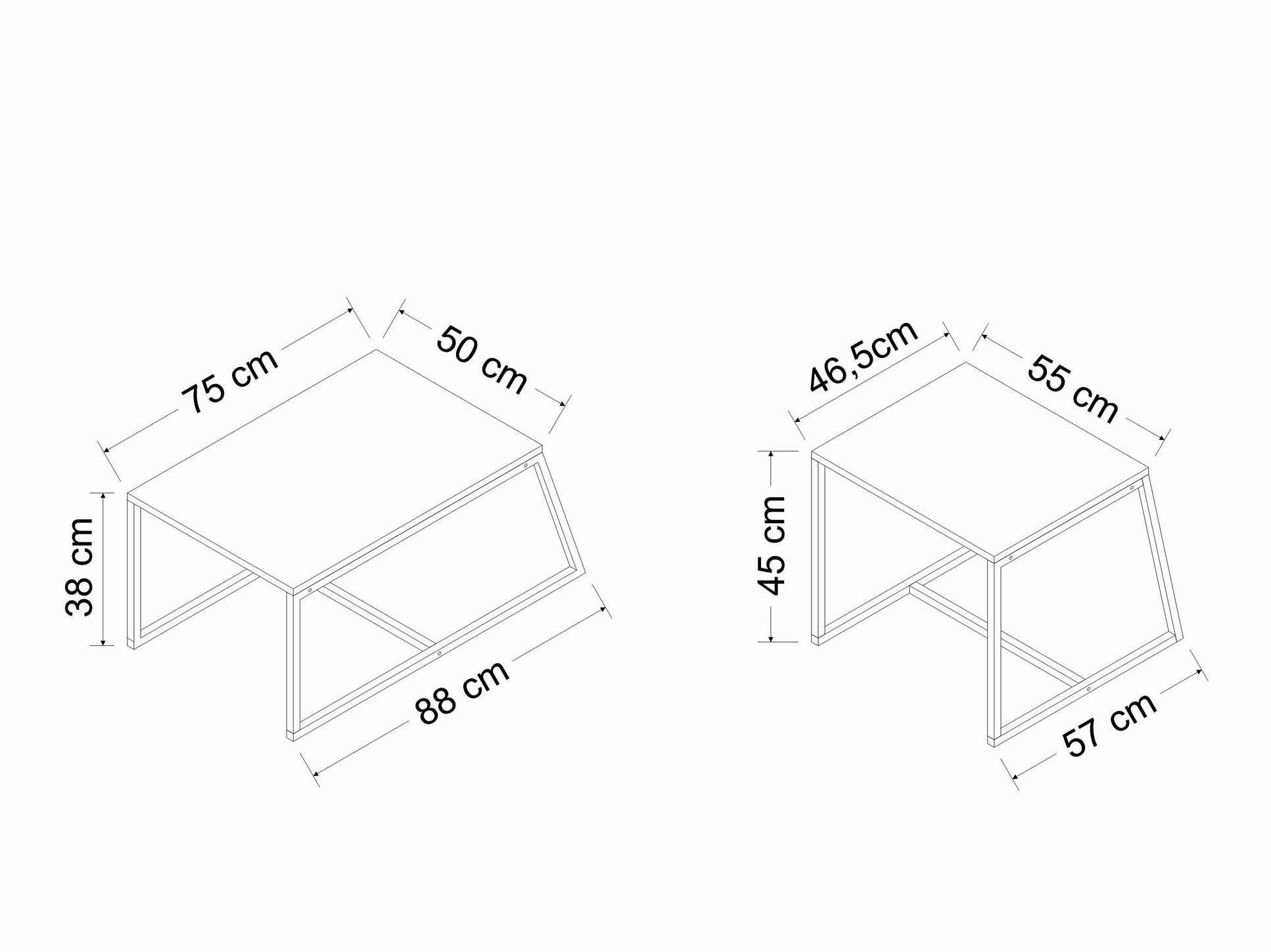 Комплект журнальных столиков Kailua 1804 (Светлый Travertine + Чёрный)