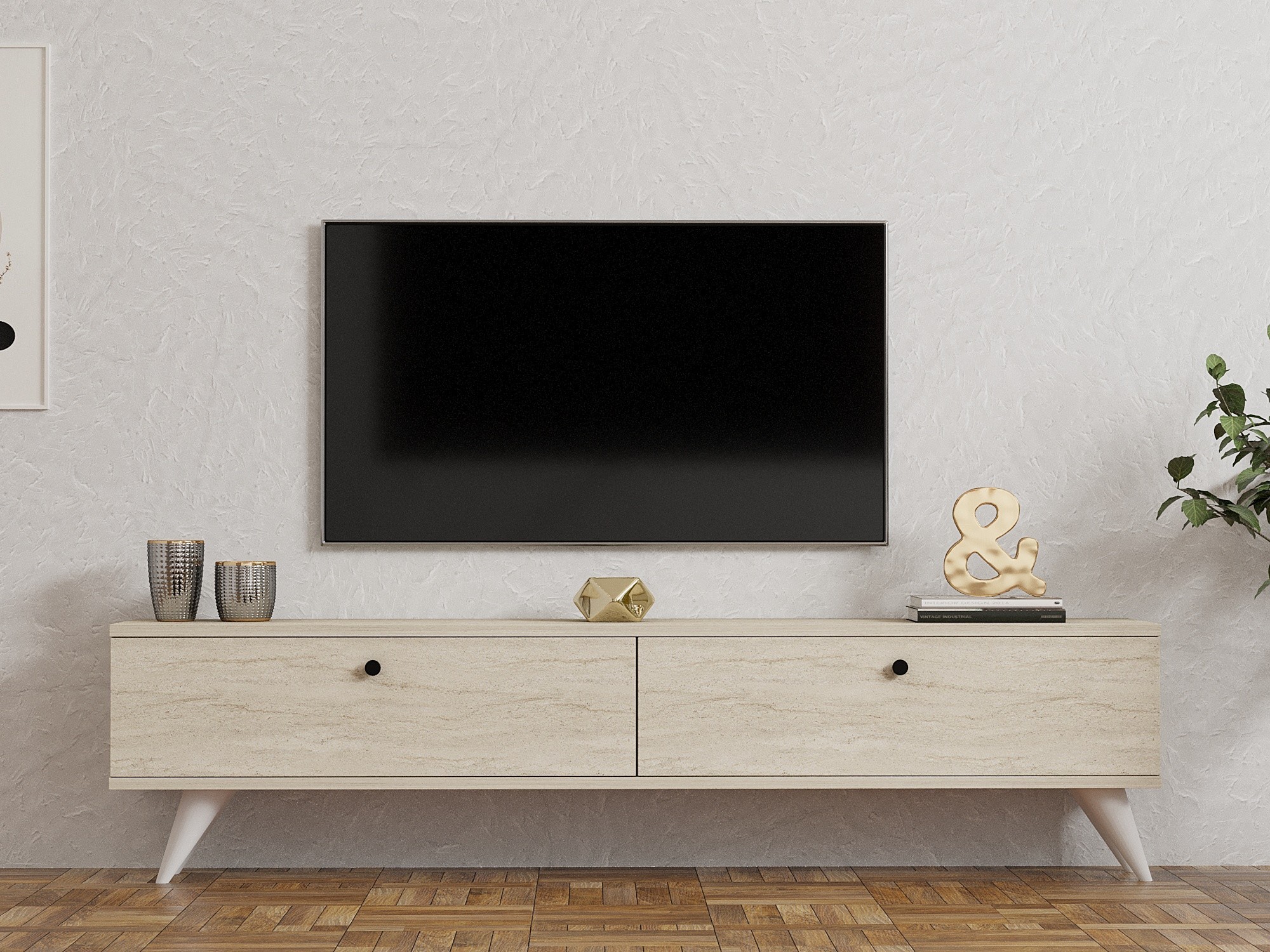 TV galds Kailua 2588 (Gaišs Travertine)