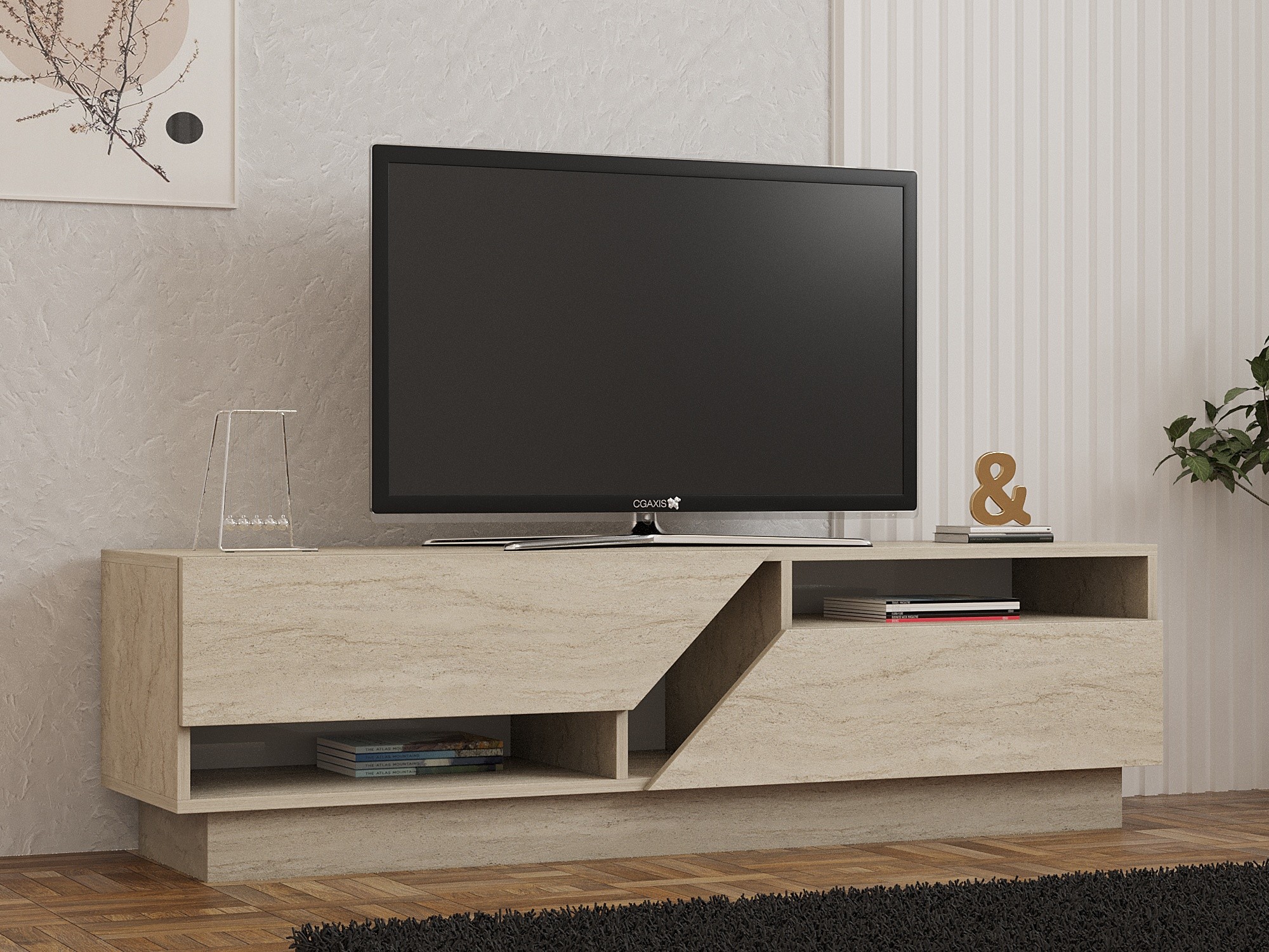 TV galds Kailua 2589 (Gaišs Travertine)