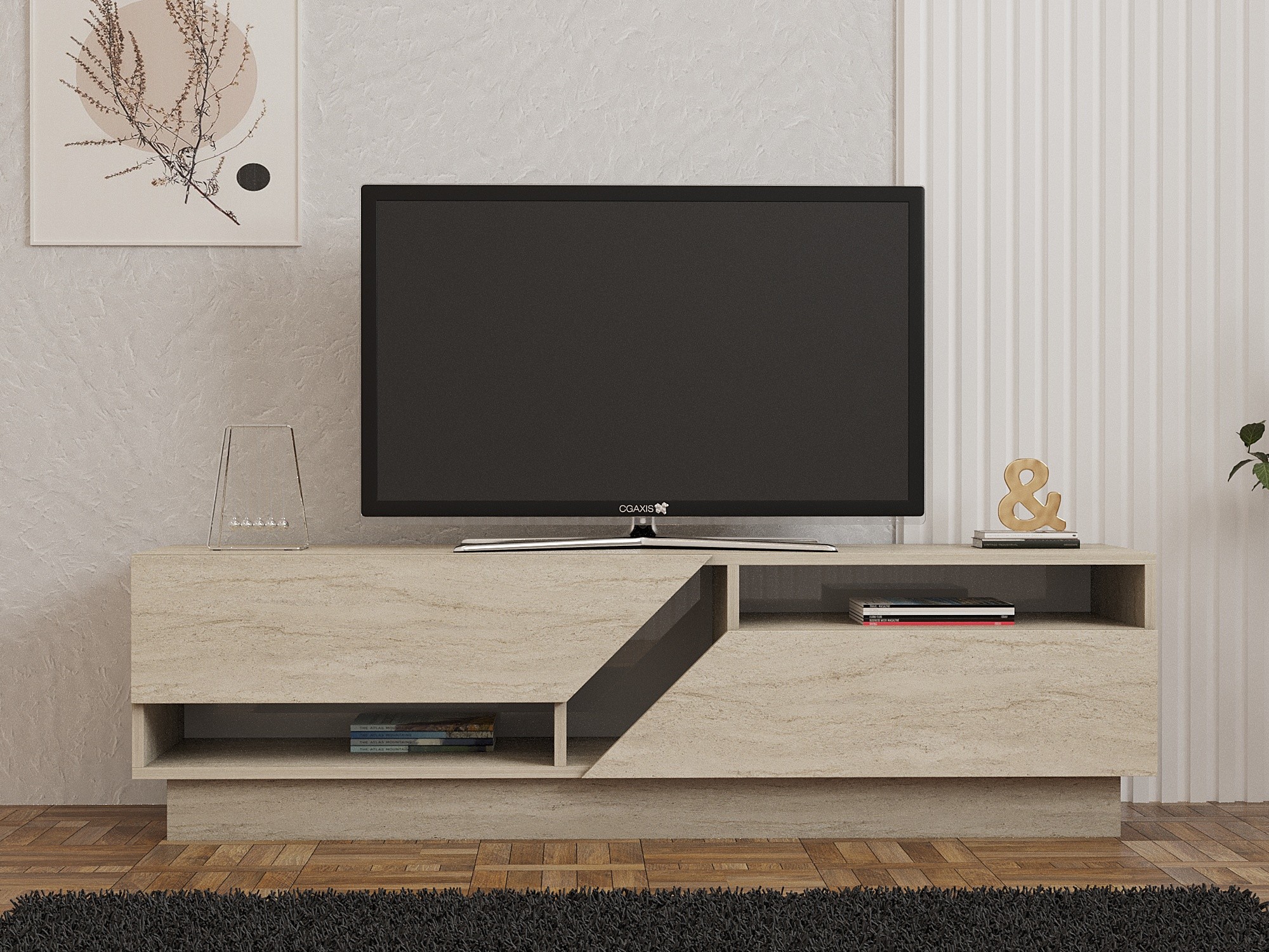 TV galds Kailua 2589 (Gaišs Travertine)