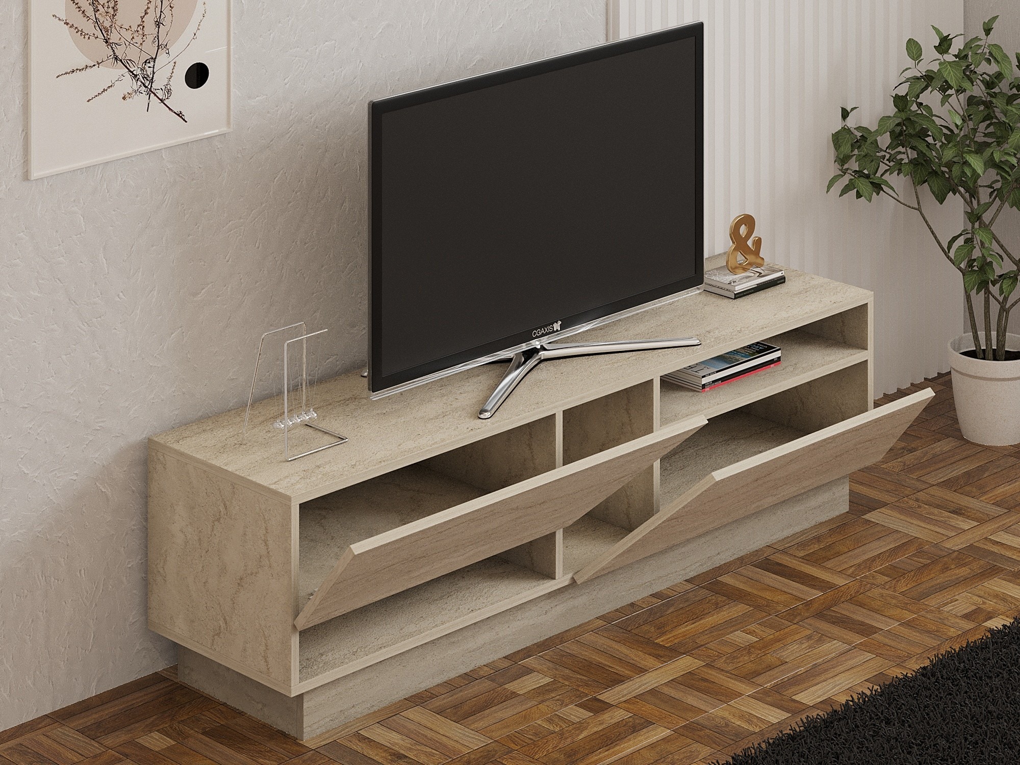 TV galds Kailua 2589 (Gaišs Travertine)