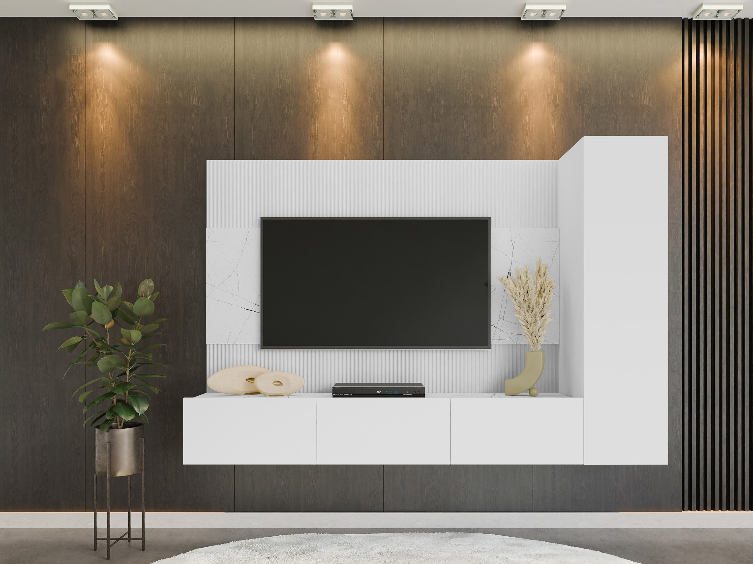 Набор для гостиной Comfivo 452 (Белый + Белый мрамор)