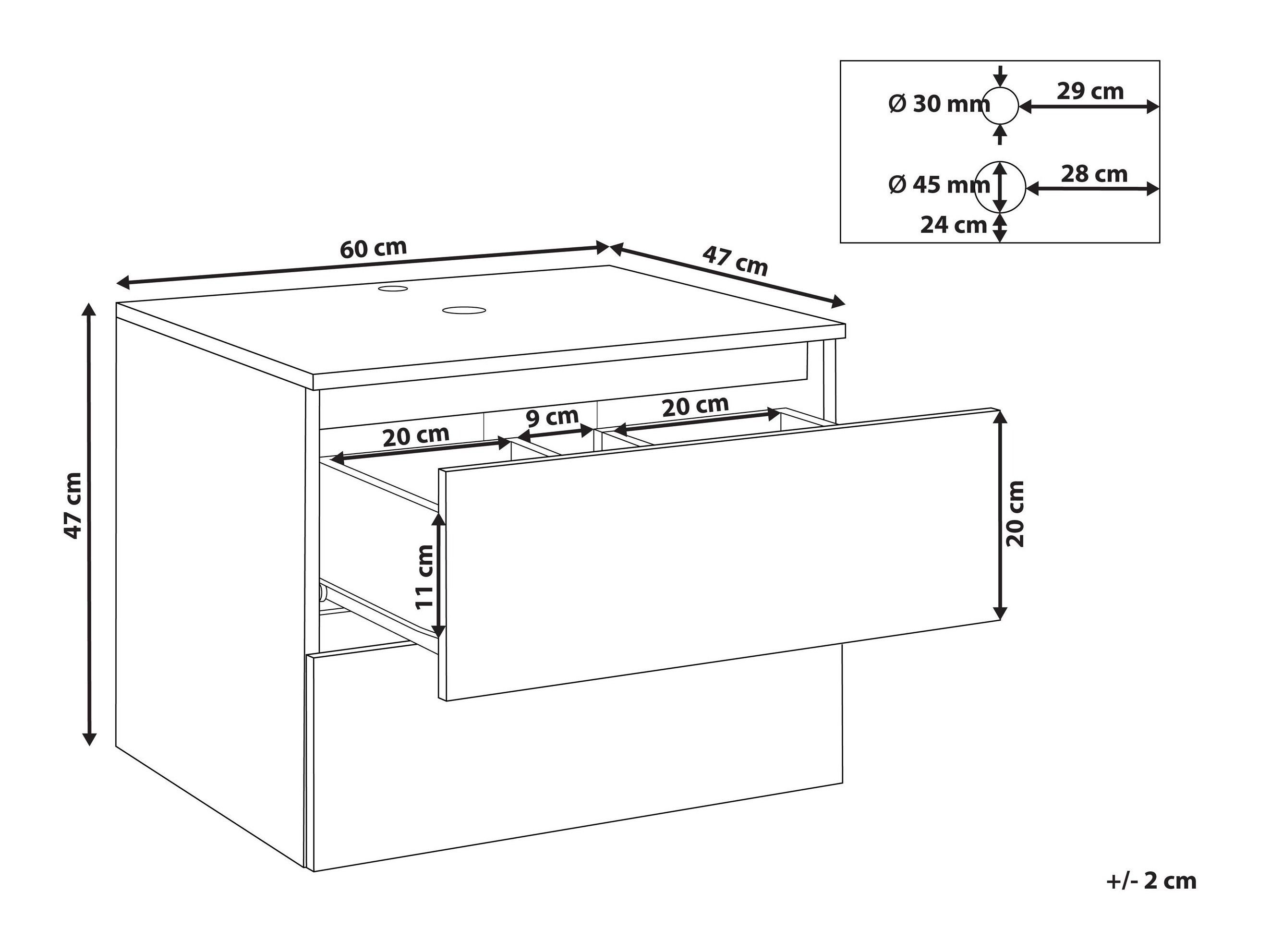 Piekarams vannas istabas skapītis izlietnei Berwyn 2719 (Balts)