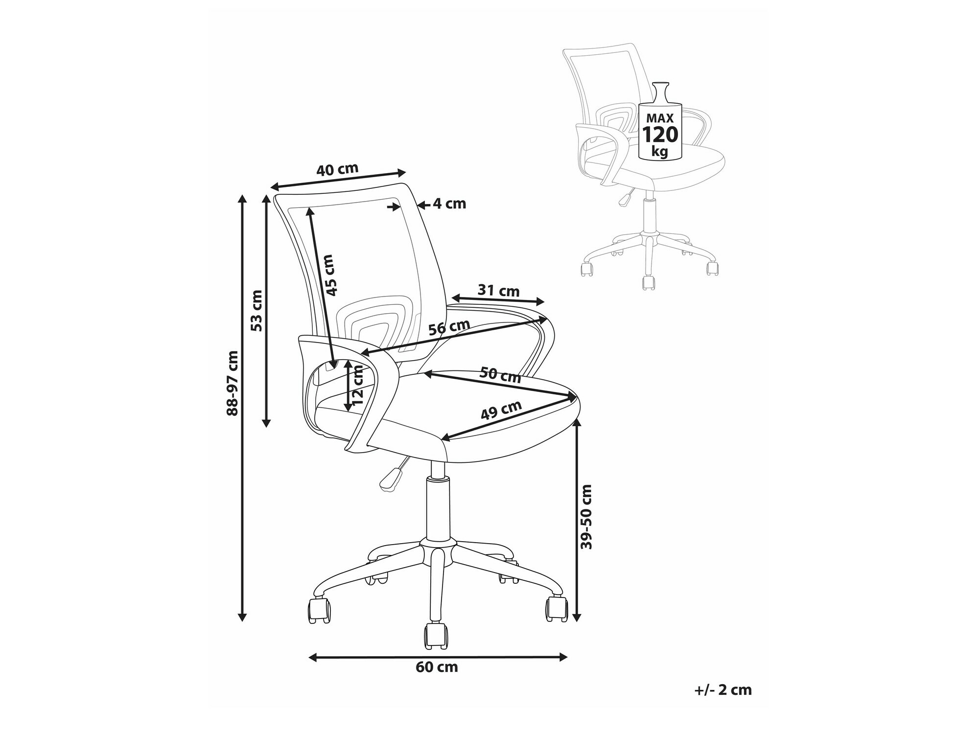 Biroja krēsls Berwyn 2060 (Bēšs + Balts)