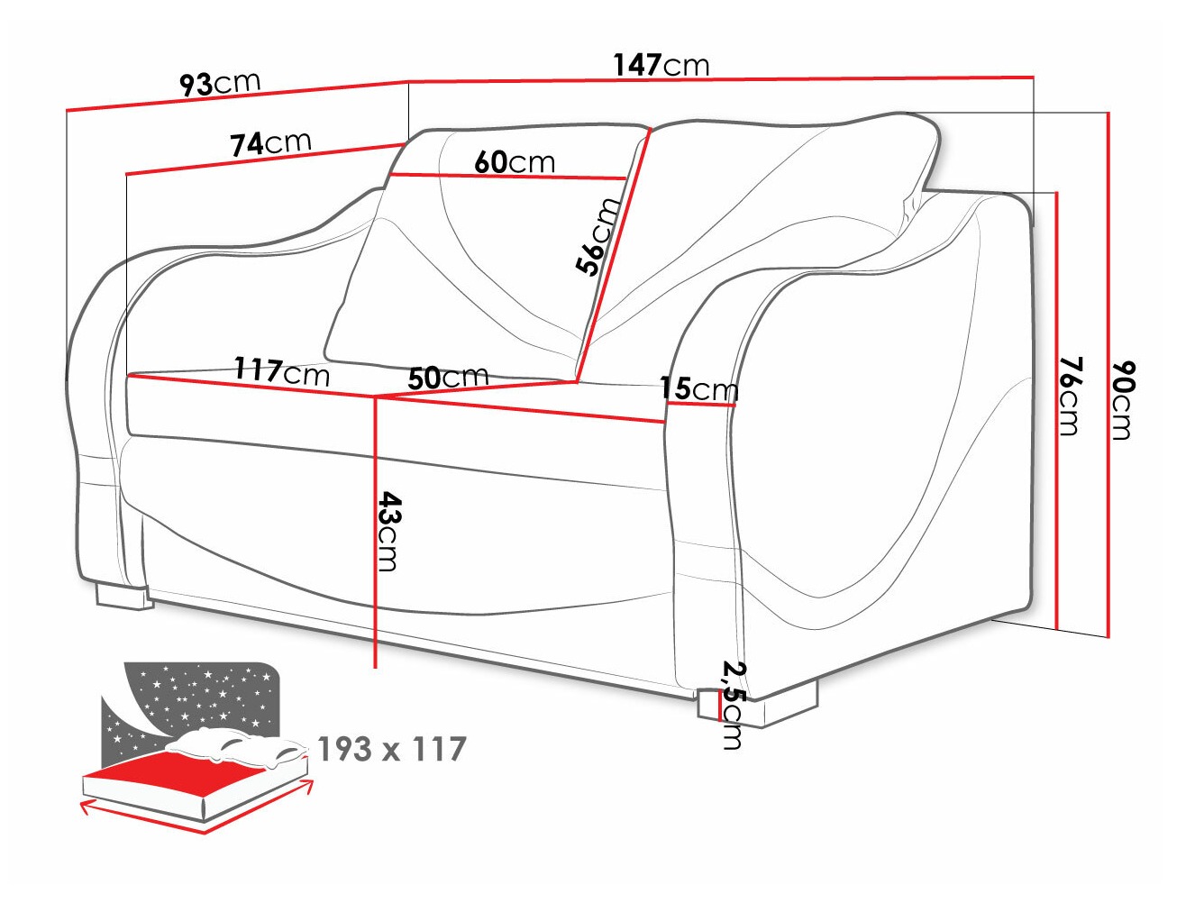 Диван-кровать Decatur 102 (Rombix 017 + Lawa 17)