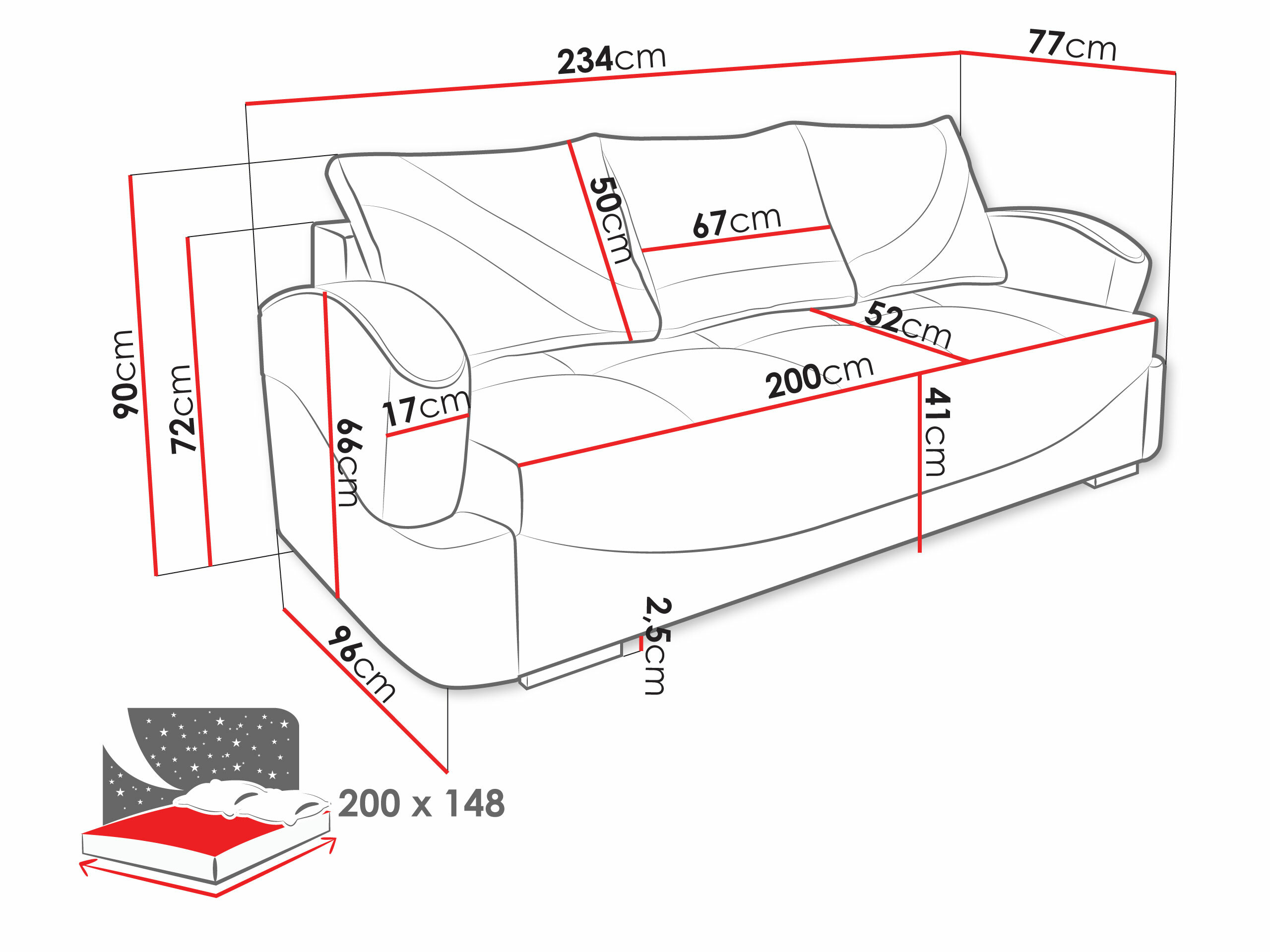 Dīvāns gulta Decatur 103