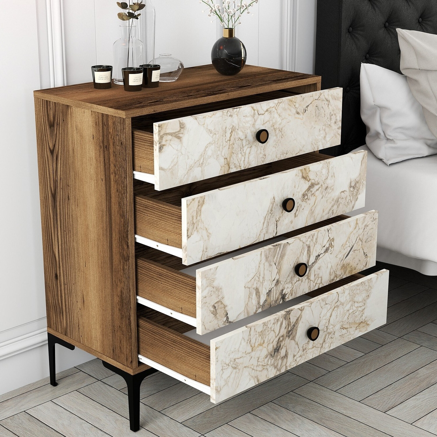 Kомод Kailua 771 (Грецкий орех + Белый мрамор)