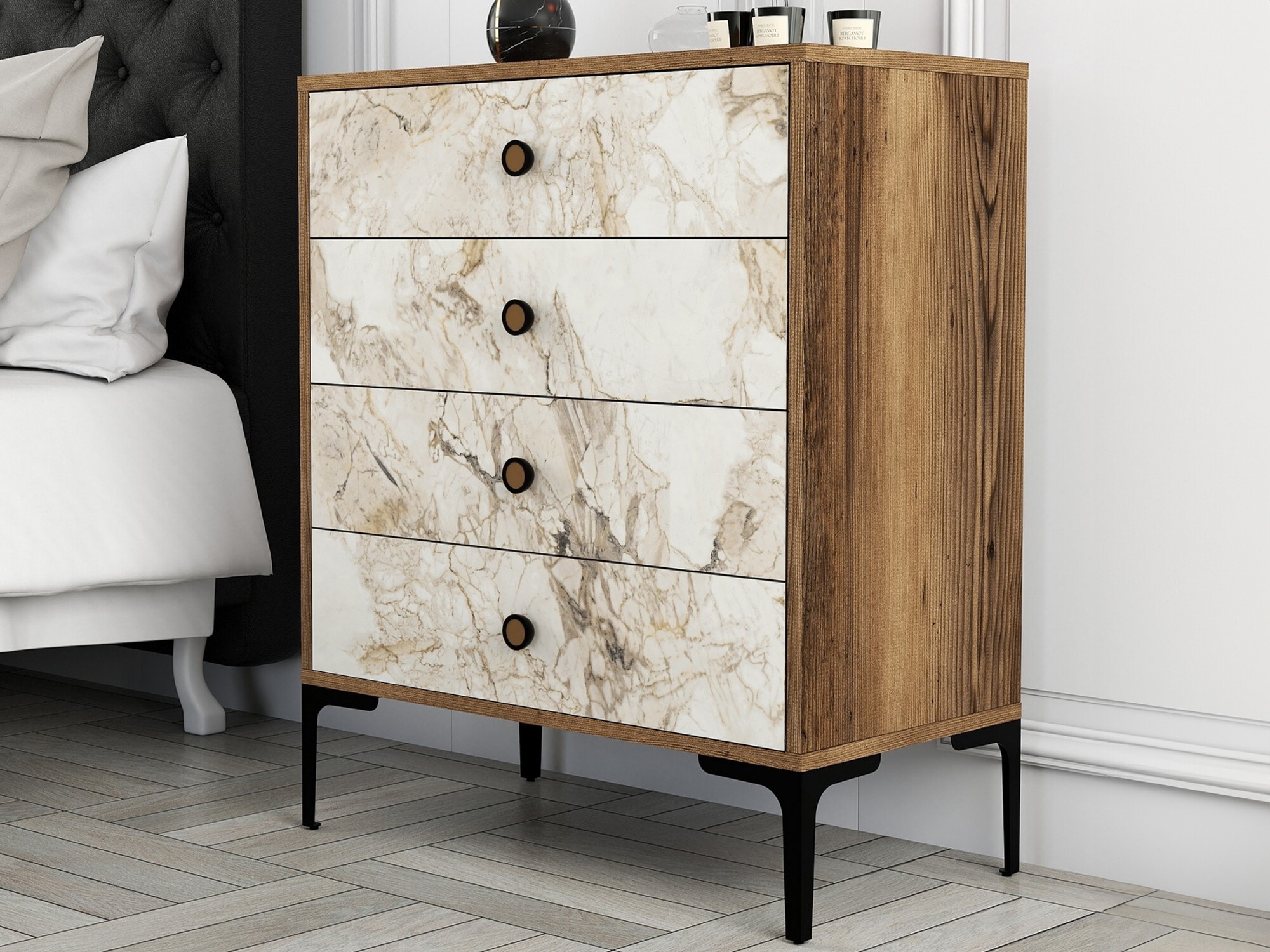 Kомод Kailua 771 (Грецкий орех + Белый мрамор)