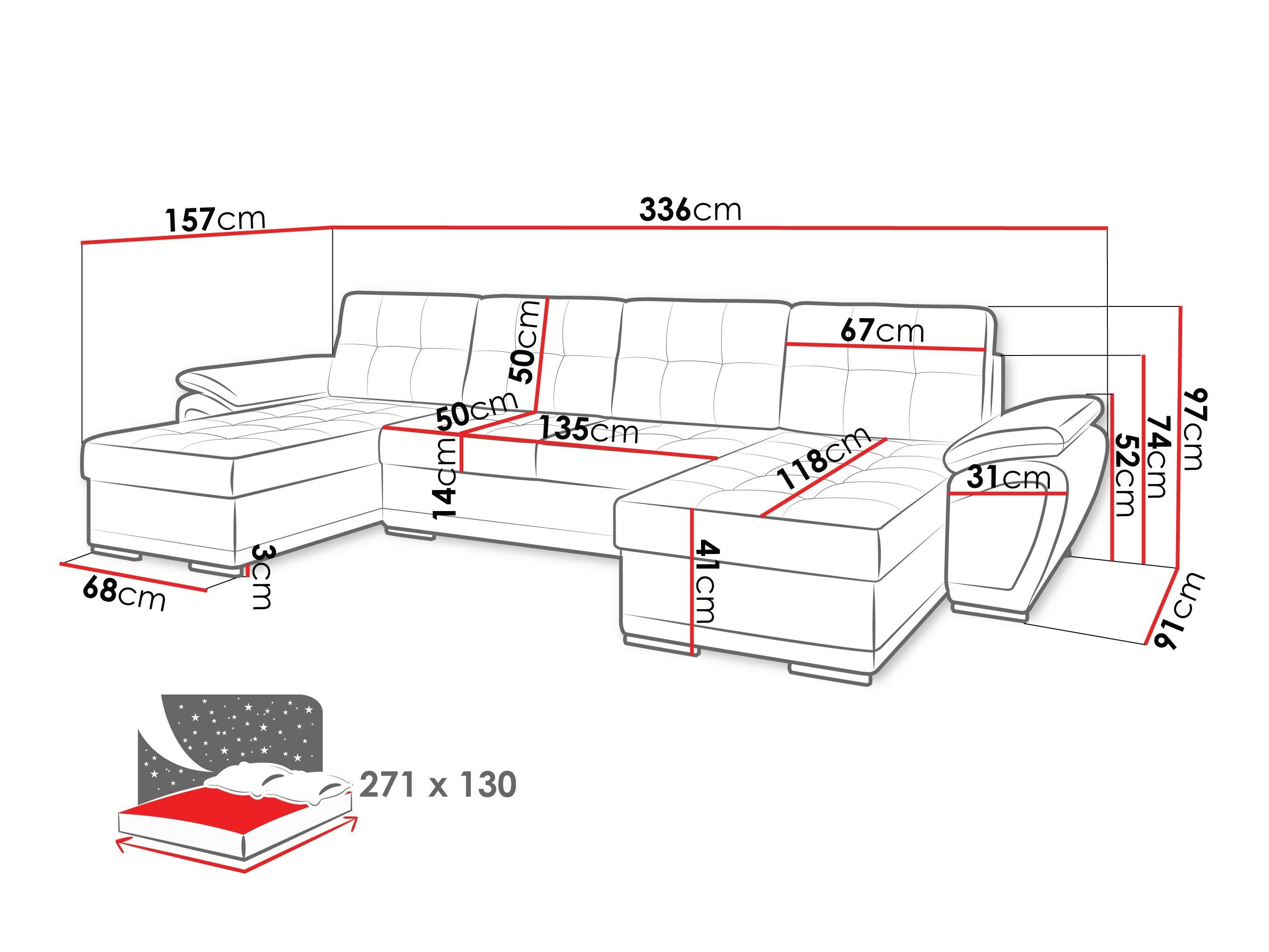 Stūra dīvāns Arvada 115 (Rico 20 + Soft 17)