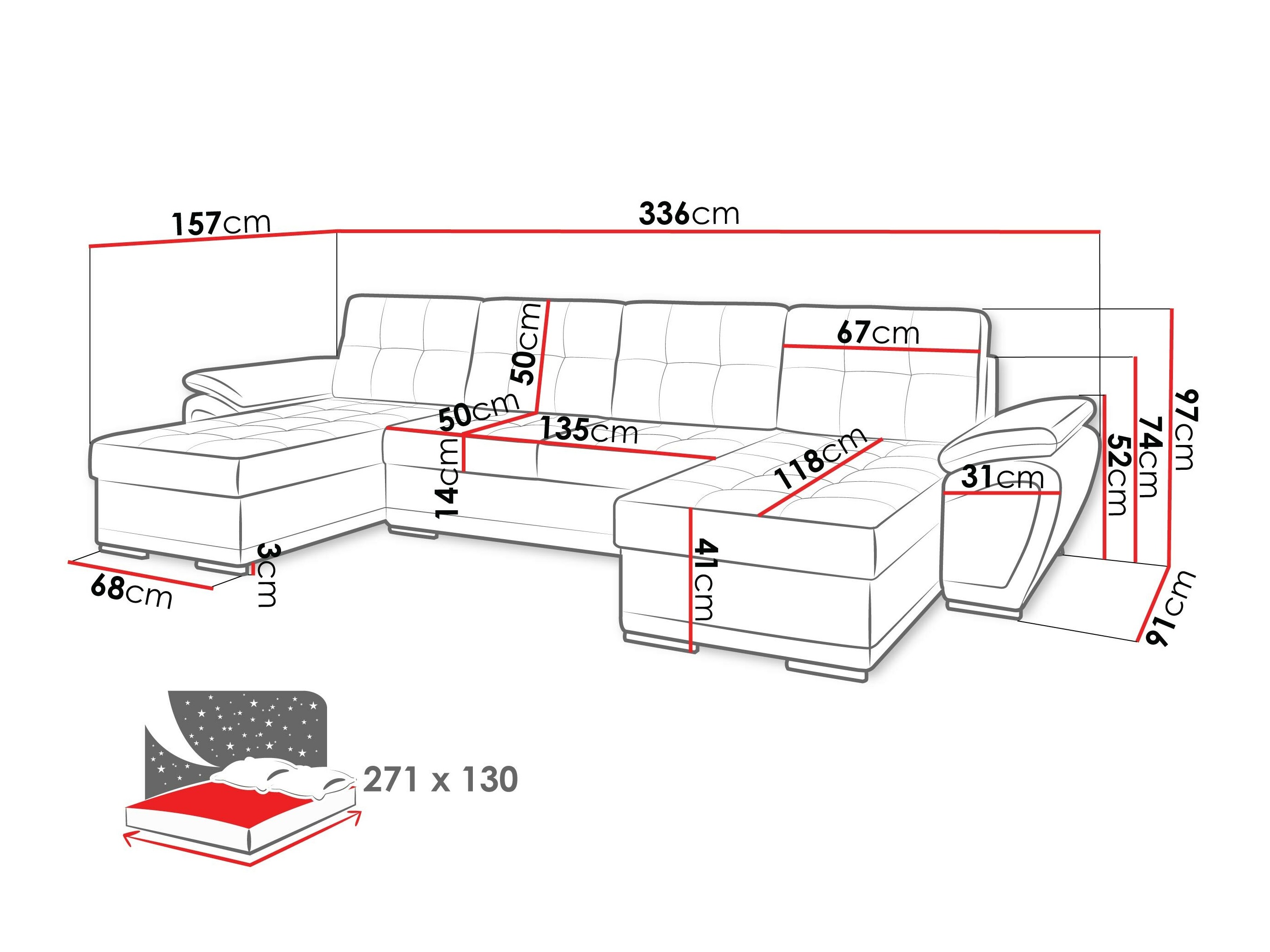 Stūra dīvāns Arvada 115 (Rico 21 + Mīksts 33)