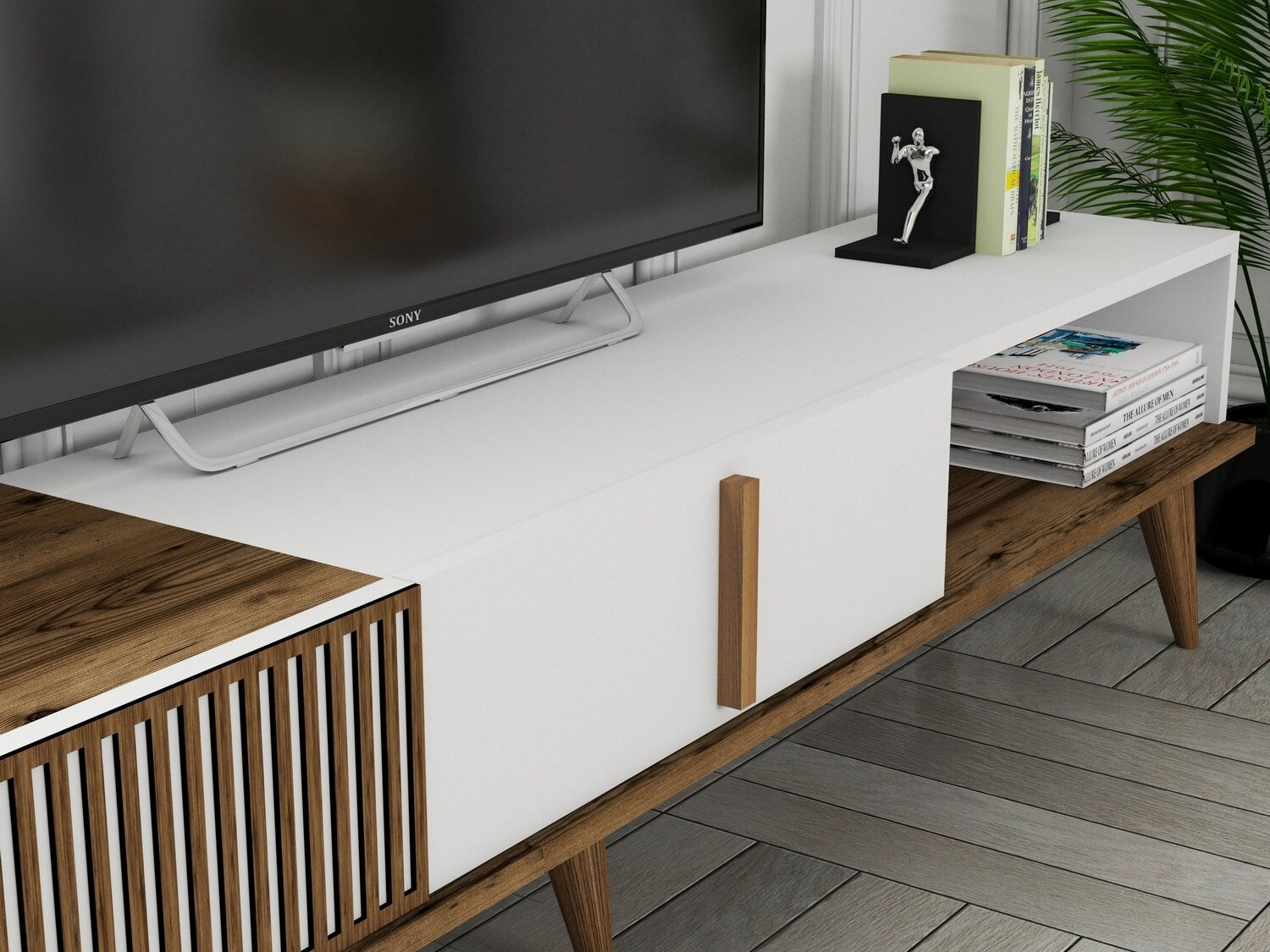 ТВ тумба Mavbene 102 (Орех + Белый)