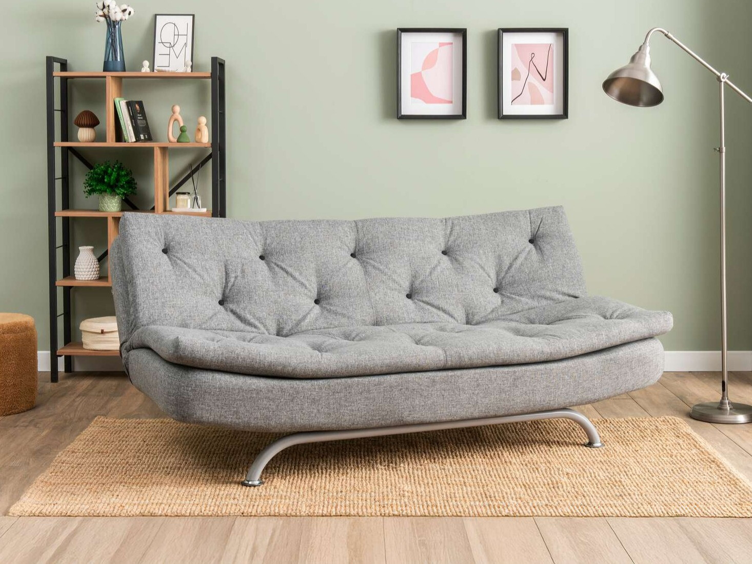 Dīvāns gulta Altadena 605 (Gaiši pelēks)