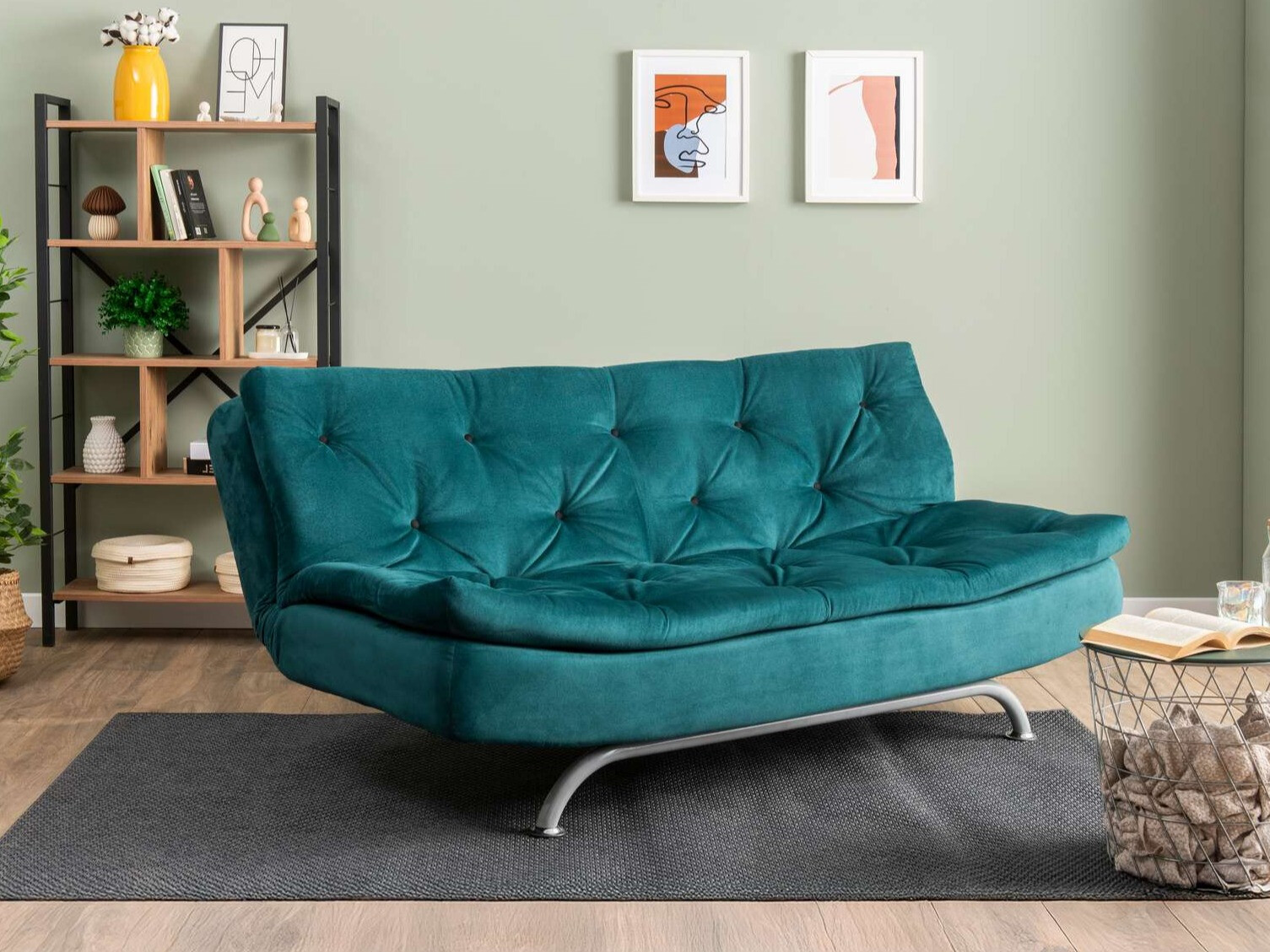 Dīvāns gulta Altadena 605 (Tirkīzs)