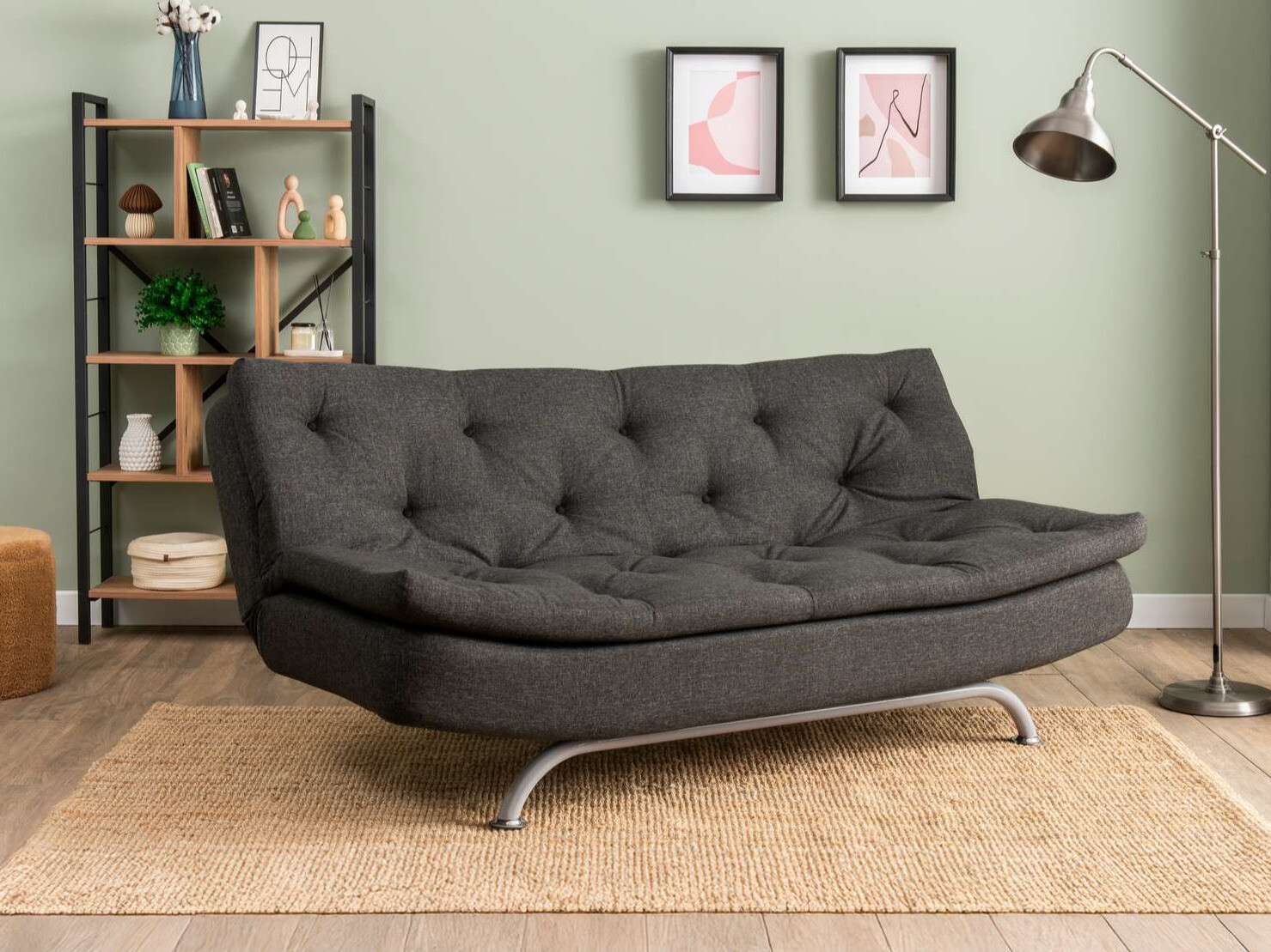 Dīvāns gulta Altadena 605 (Tumši pelēks)