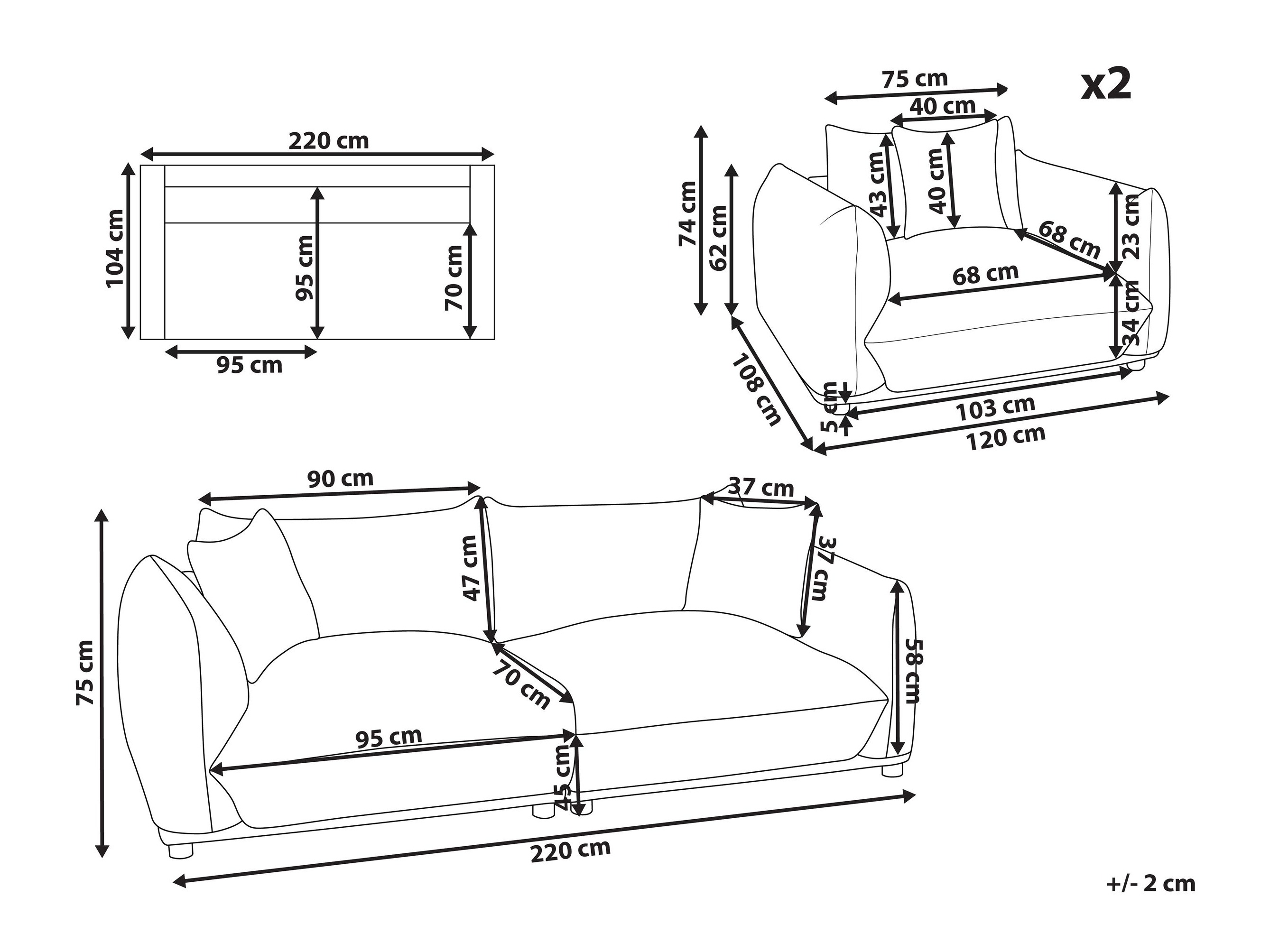 Комплект мягкой мебели Berwyn 2724 (Светло-серый)
