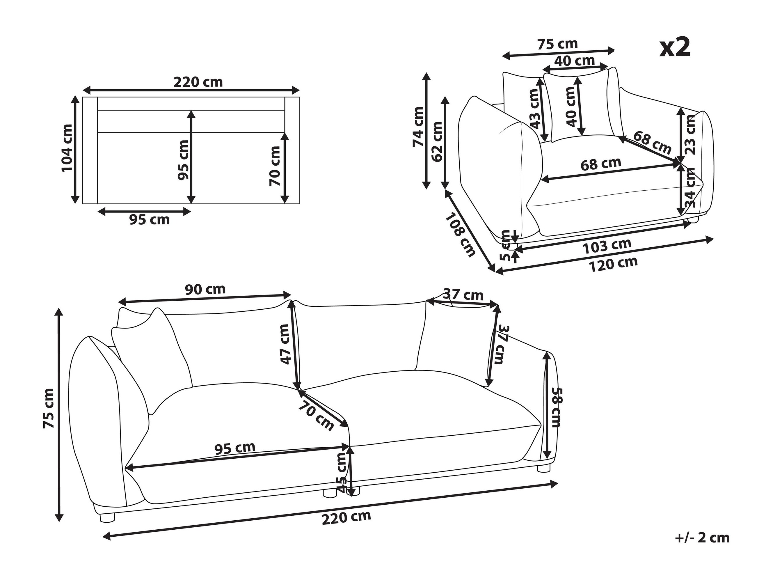 Mīksto mēbeļu komplekts Berwyn 2724 (Oranžs)