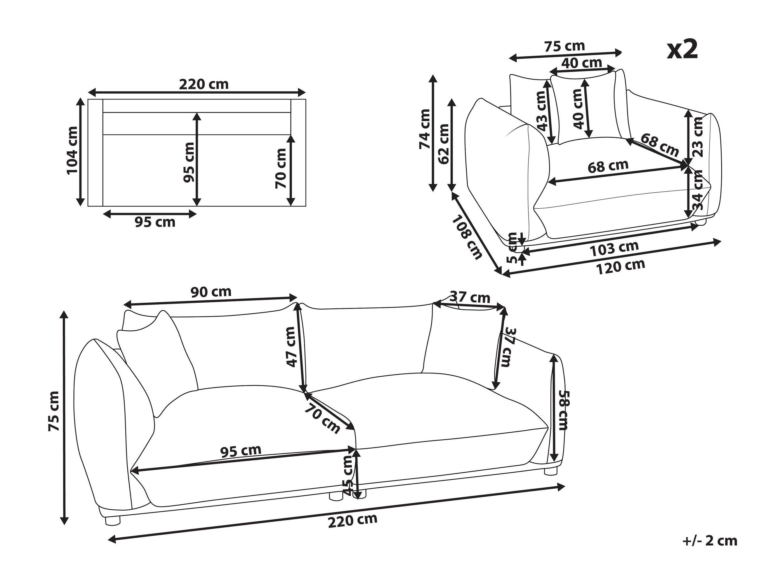 Mīksto mēbeļu komplekts Berwyn 2724 (Taupe)