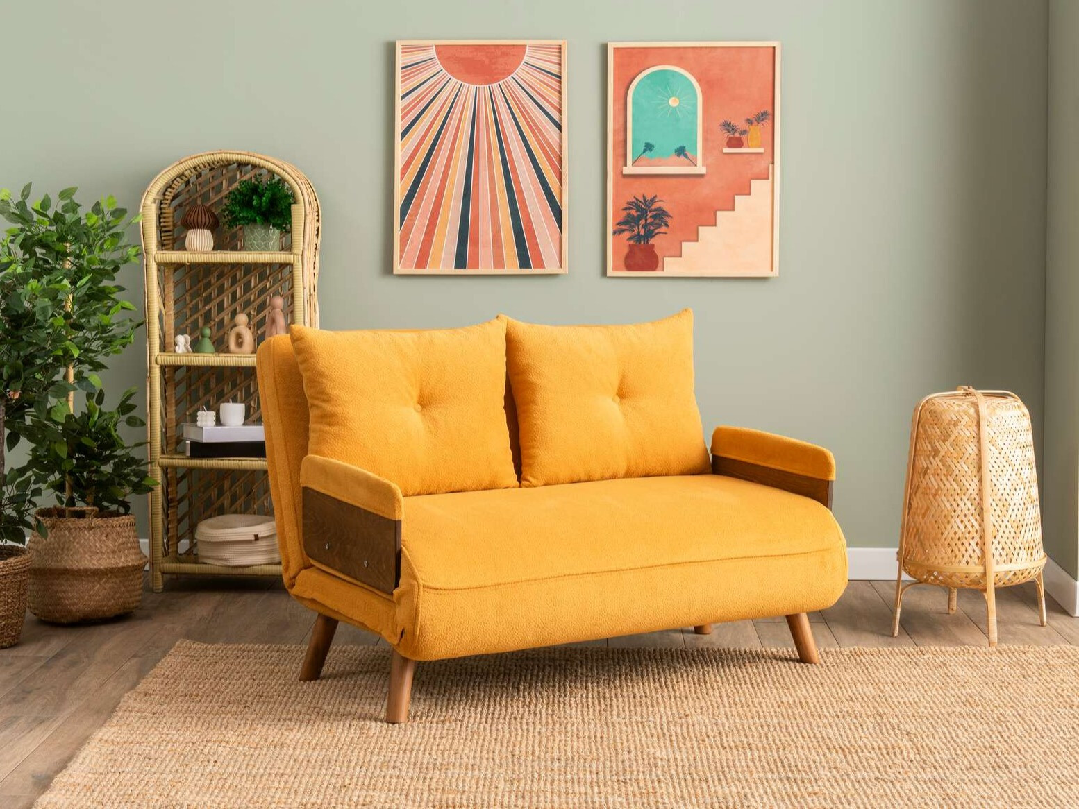 Dīvāns gulta Altadena 606 (Dzeltens)