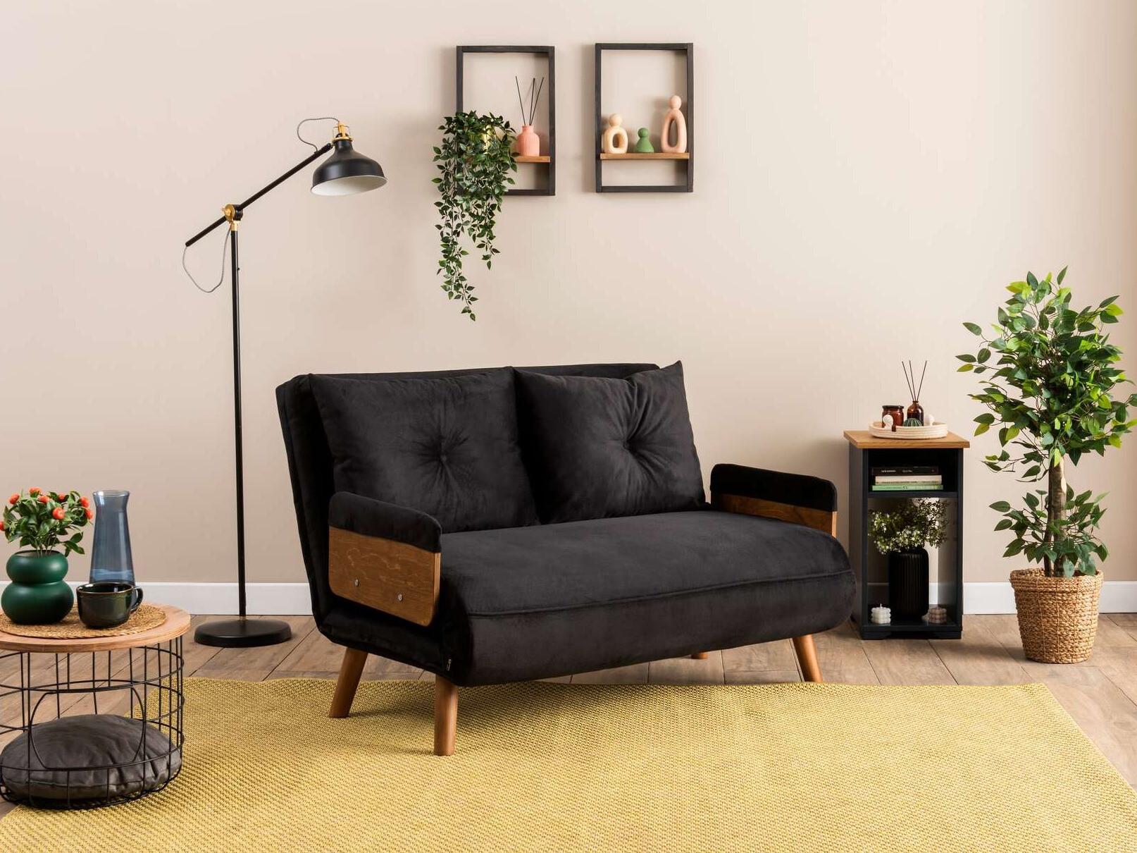 Dīvāns gulta Altadena 606 (Melns)