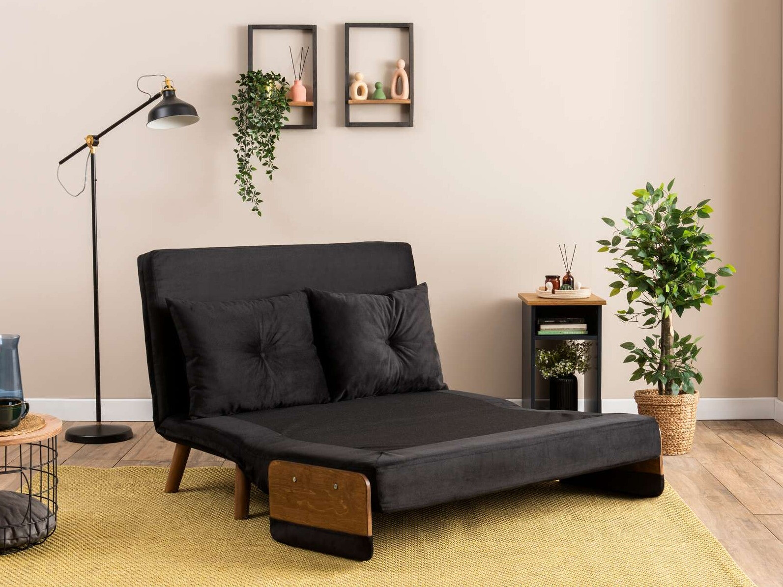 Dīvāns gulta Altadena 606 (Melns)