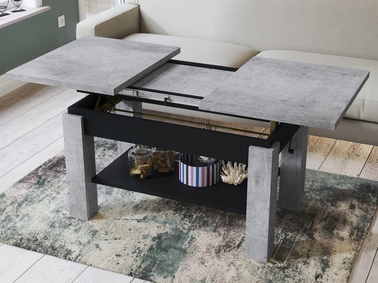 Журнальный столик - трансформер Glendale 100 (Бетон + Чёрный)