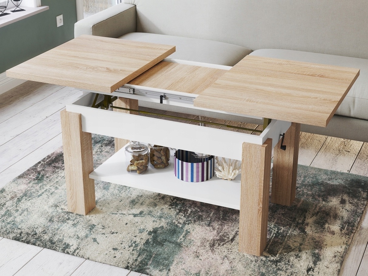 Журнальный столик - трансформер Glendale 100 (Сонома Дуб + Белый)
