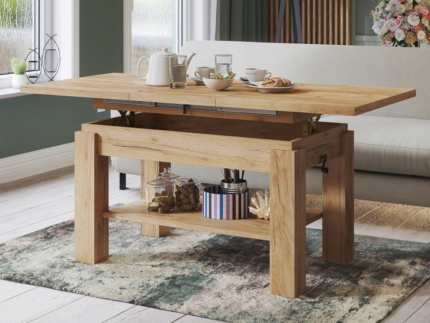 Žurnālu galdiņš transformeris Glendale 100 (Amatniecības zelta ozols)