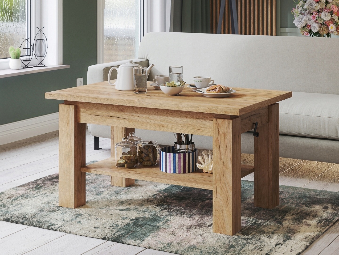 Žurnālu galdiņš transformeris Glendale 100 (Amatniecības zelta ozols)