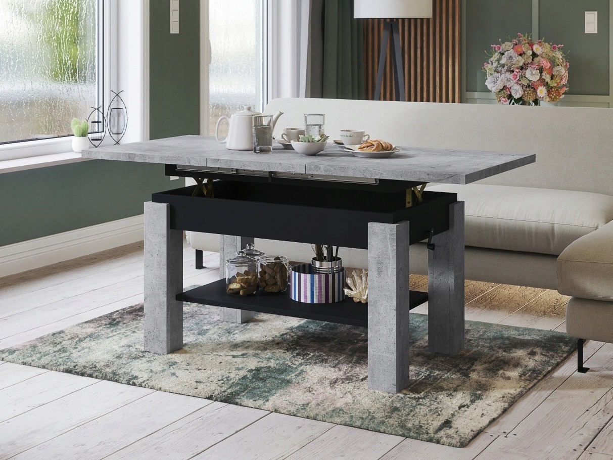 Žurnālu galdiņš transformeris Glendale 100 (Betons + Melns)