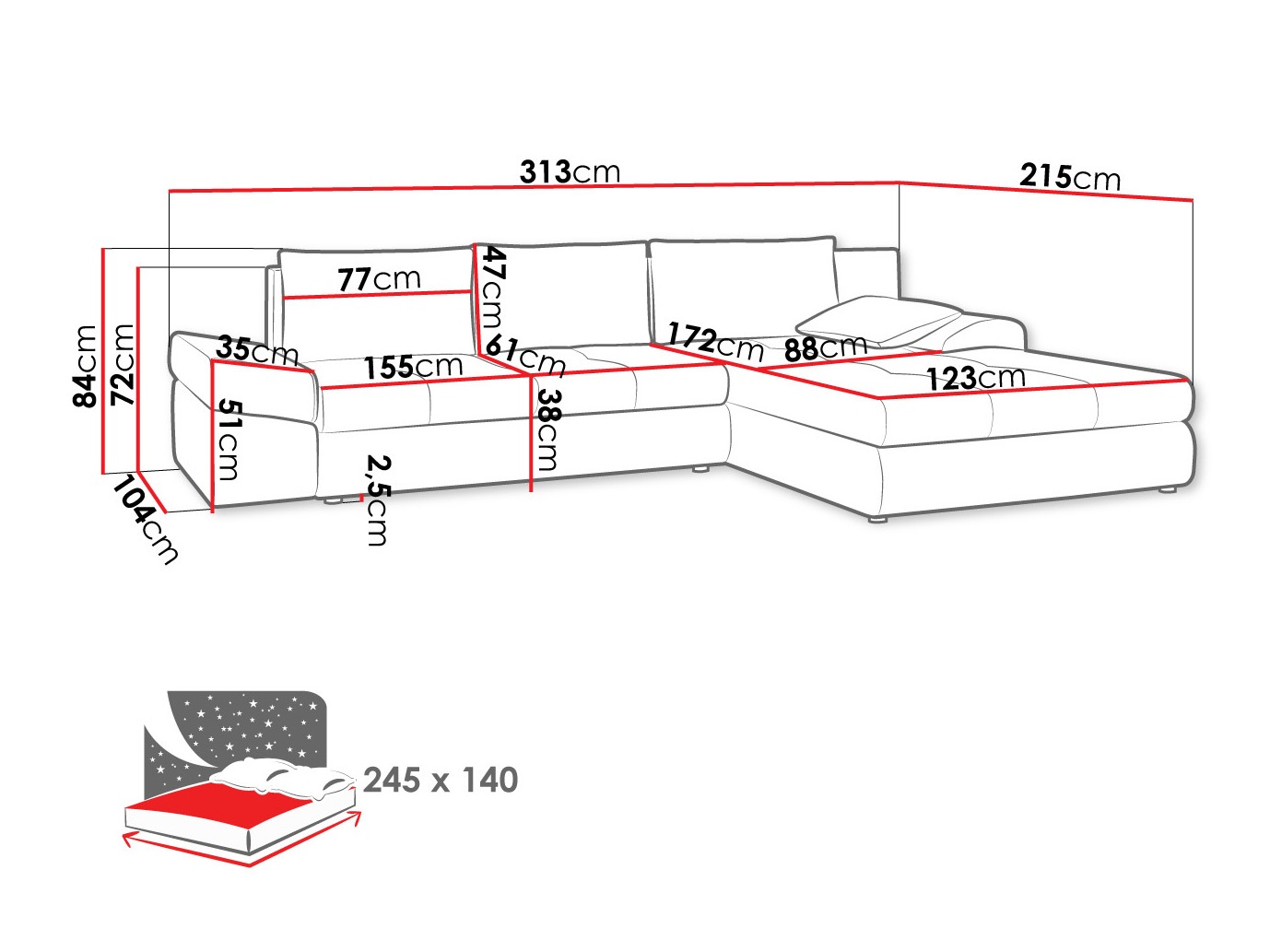 Stūra dīvāns Lincoln 124 (Inari 91)