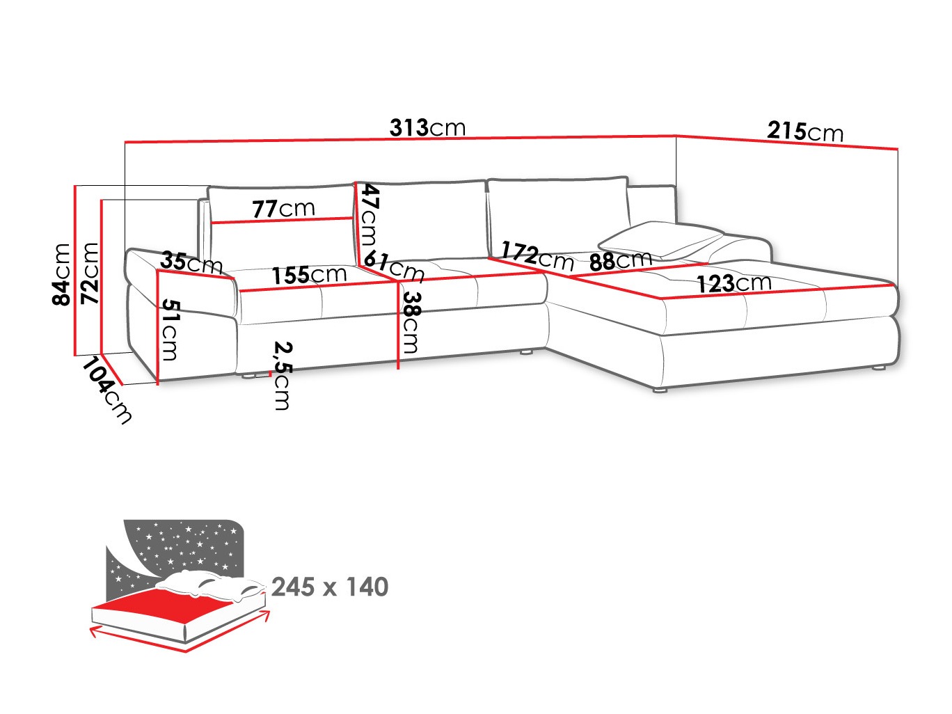 Stūra dīvāns Lincoln 124 (Inari 95)