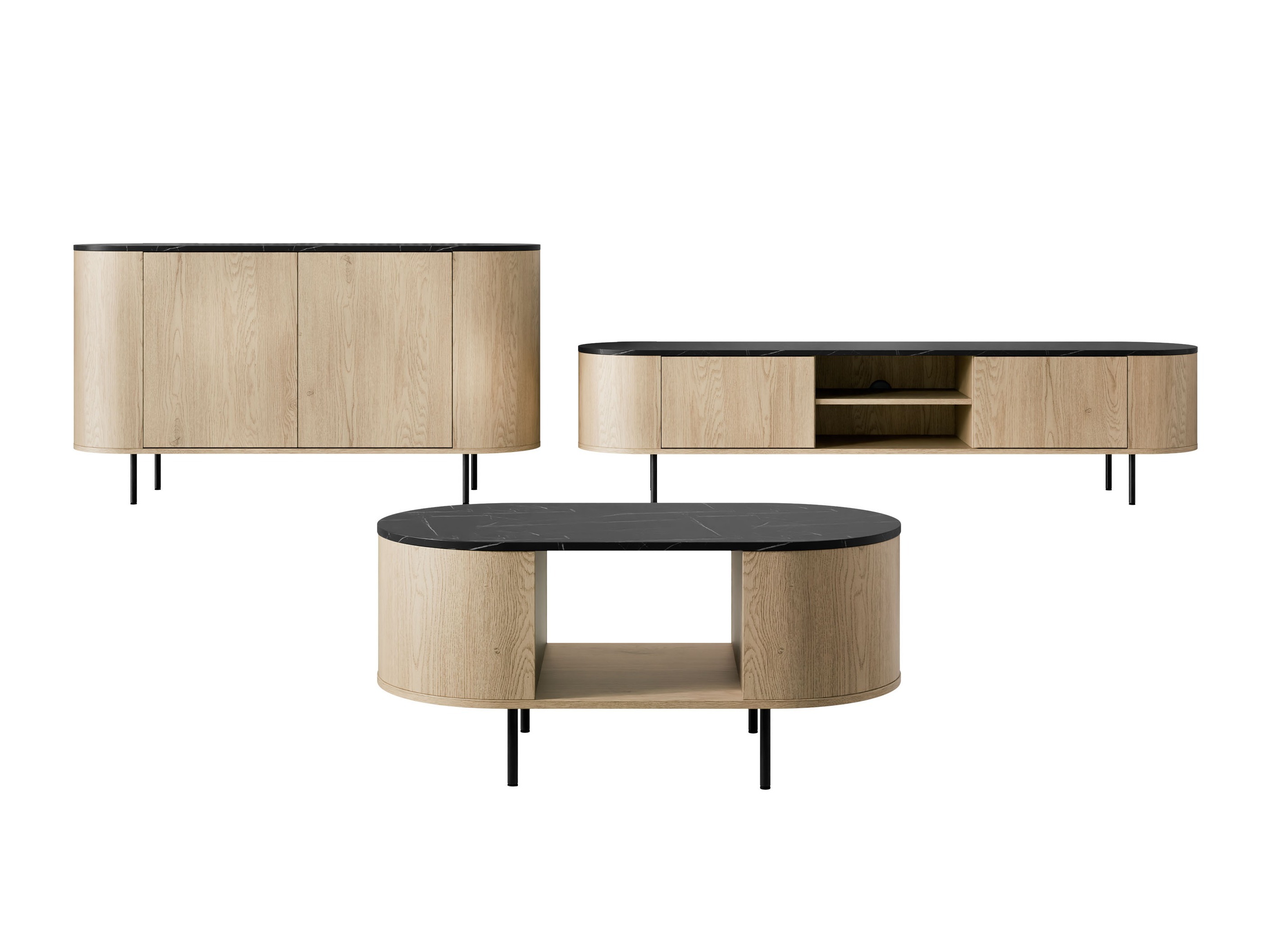 Viesistabas komplekts Comfivo Livtena 105 (Melnais marmors + Melns)