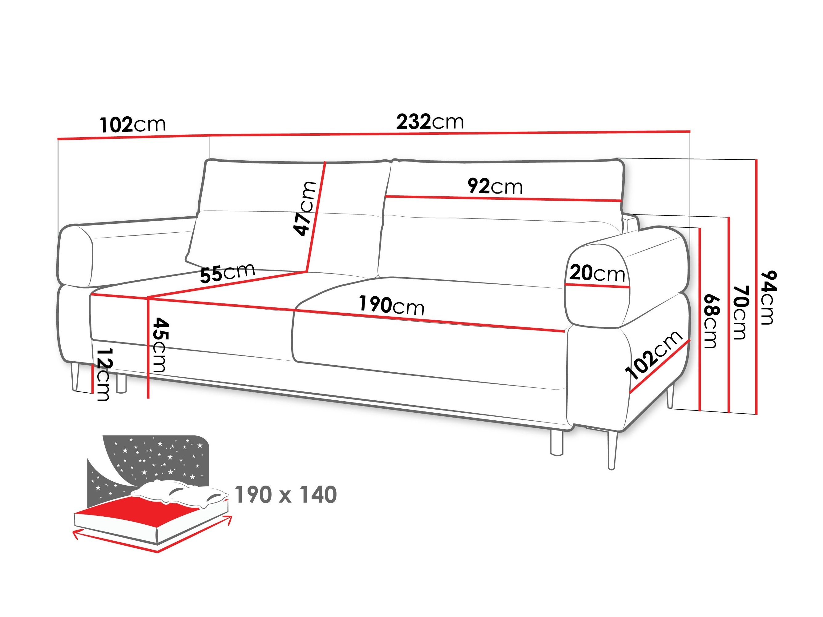 Dīvāns gulta ComfiDream 199 (Blur 18)