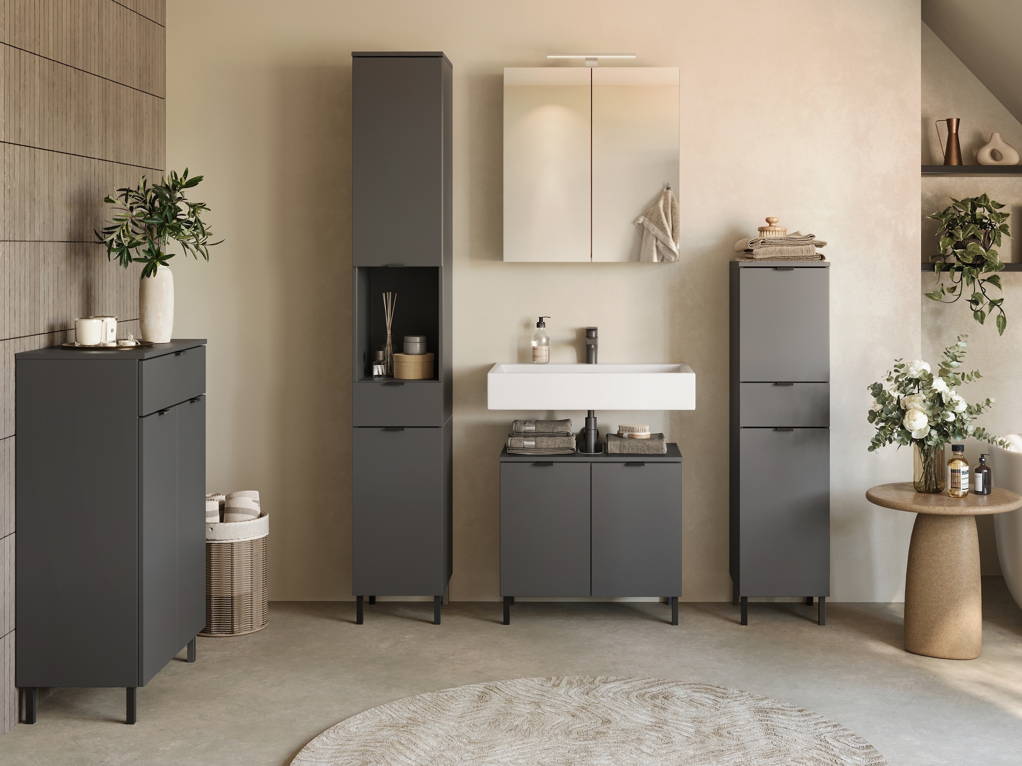 Stāvošs vannas skapītis Felfere 105 (Grafīts)