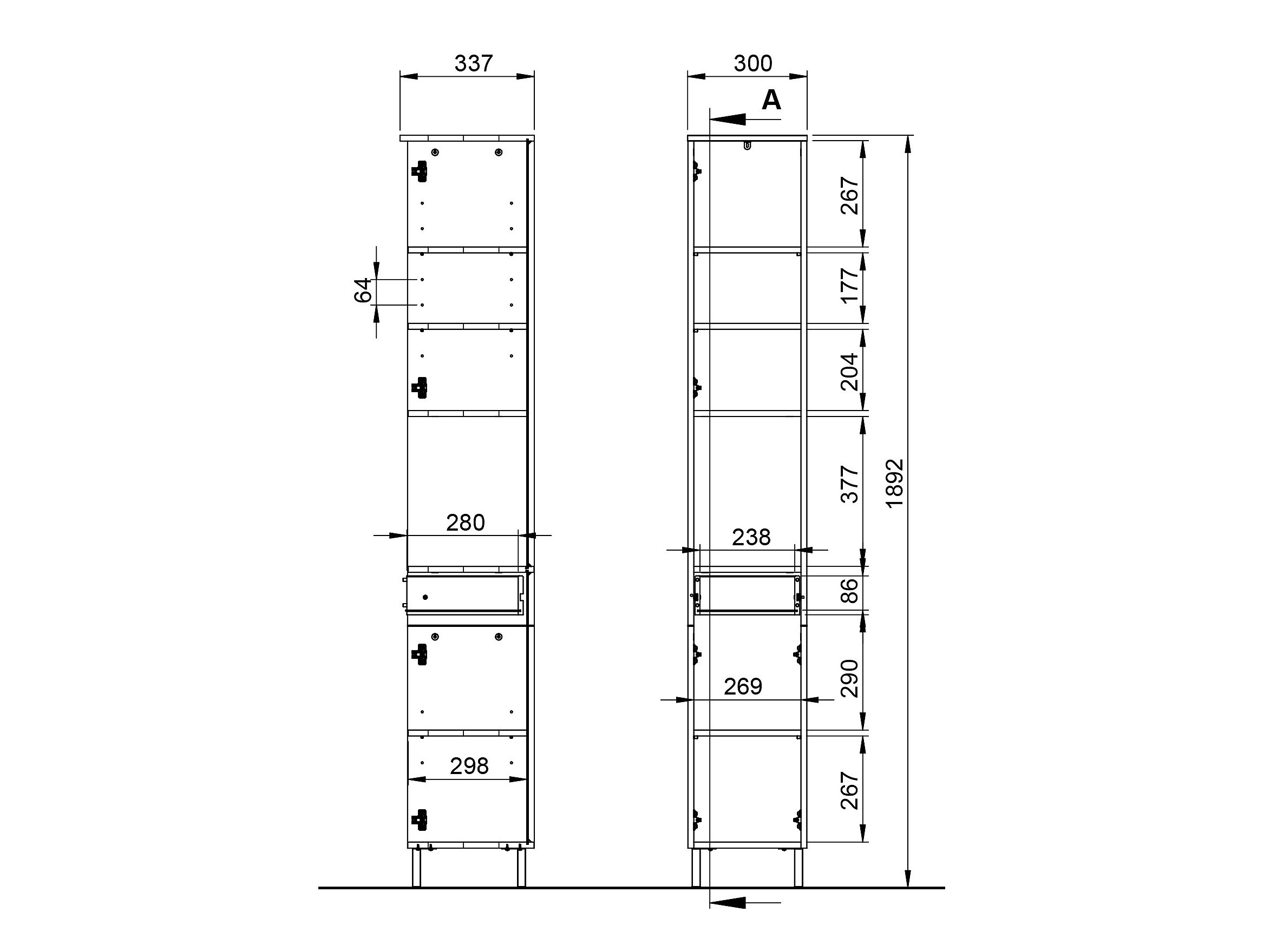 Stāvošs vannas skapītis Felfere 105 (Kašmirs)