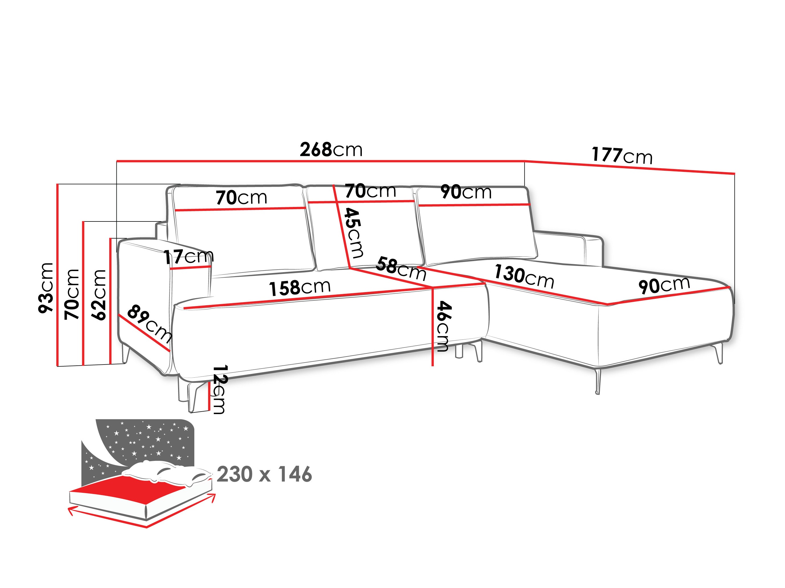 Stūra dīvāns ComfiDream 200 (Castel 15)