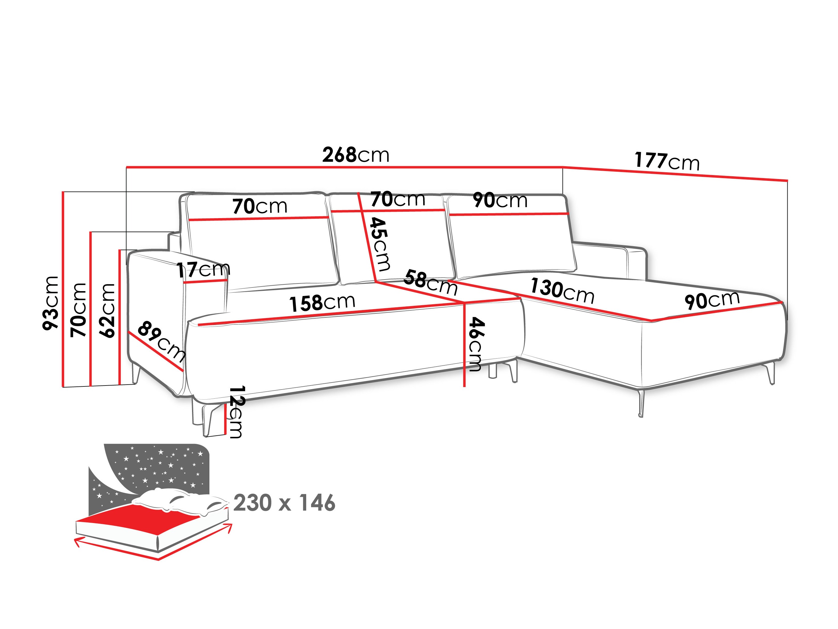 Stūra dīvāns ComfiDream 200 (Castel 39)