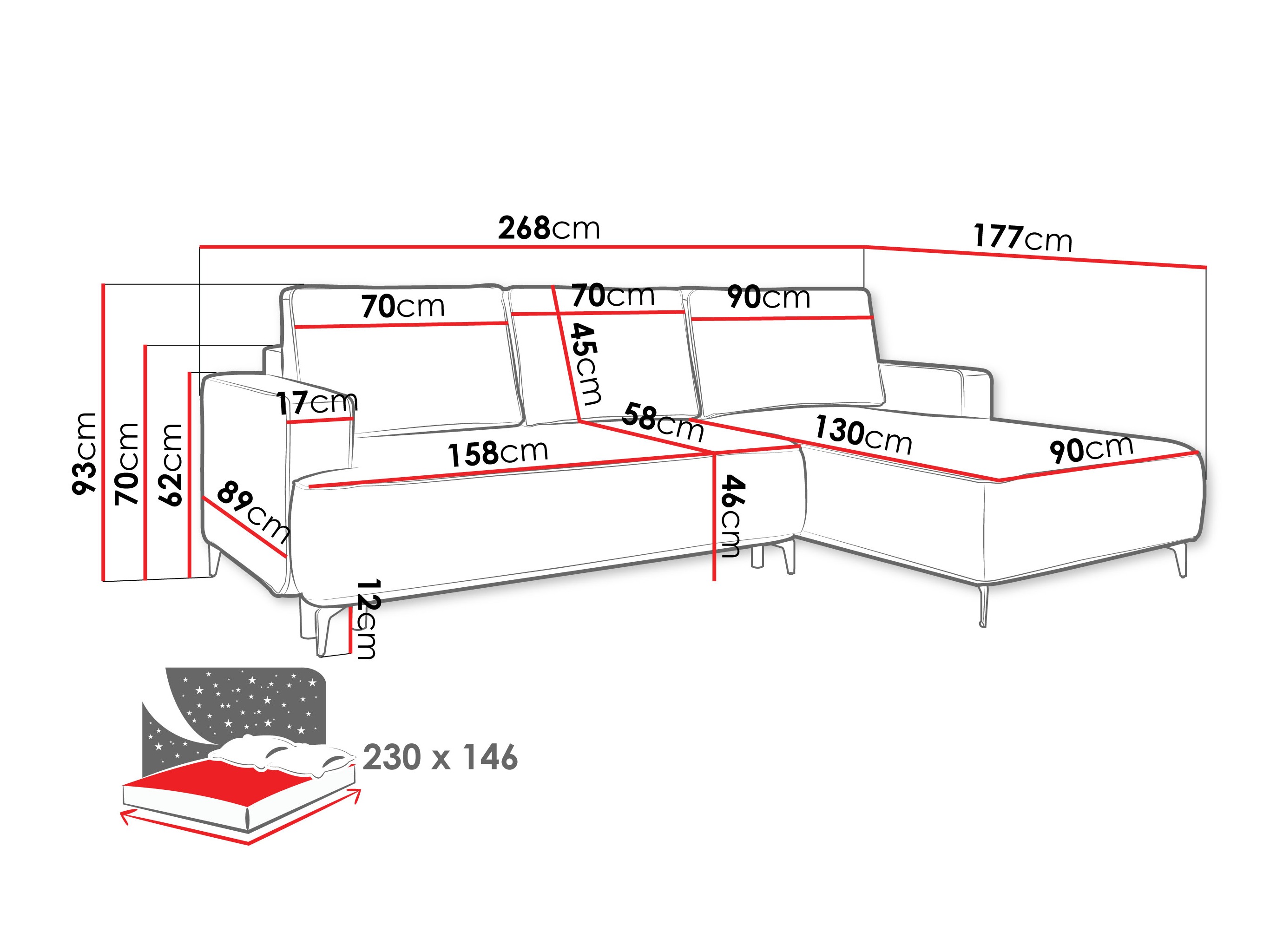 Stūra dīvāns ComfiDream 200 (Castel 39)