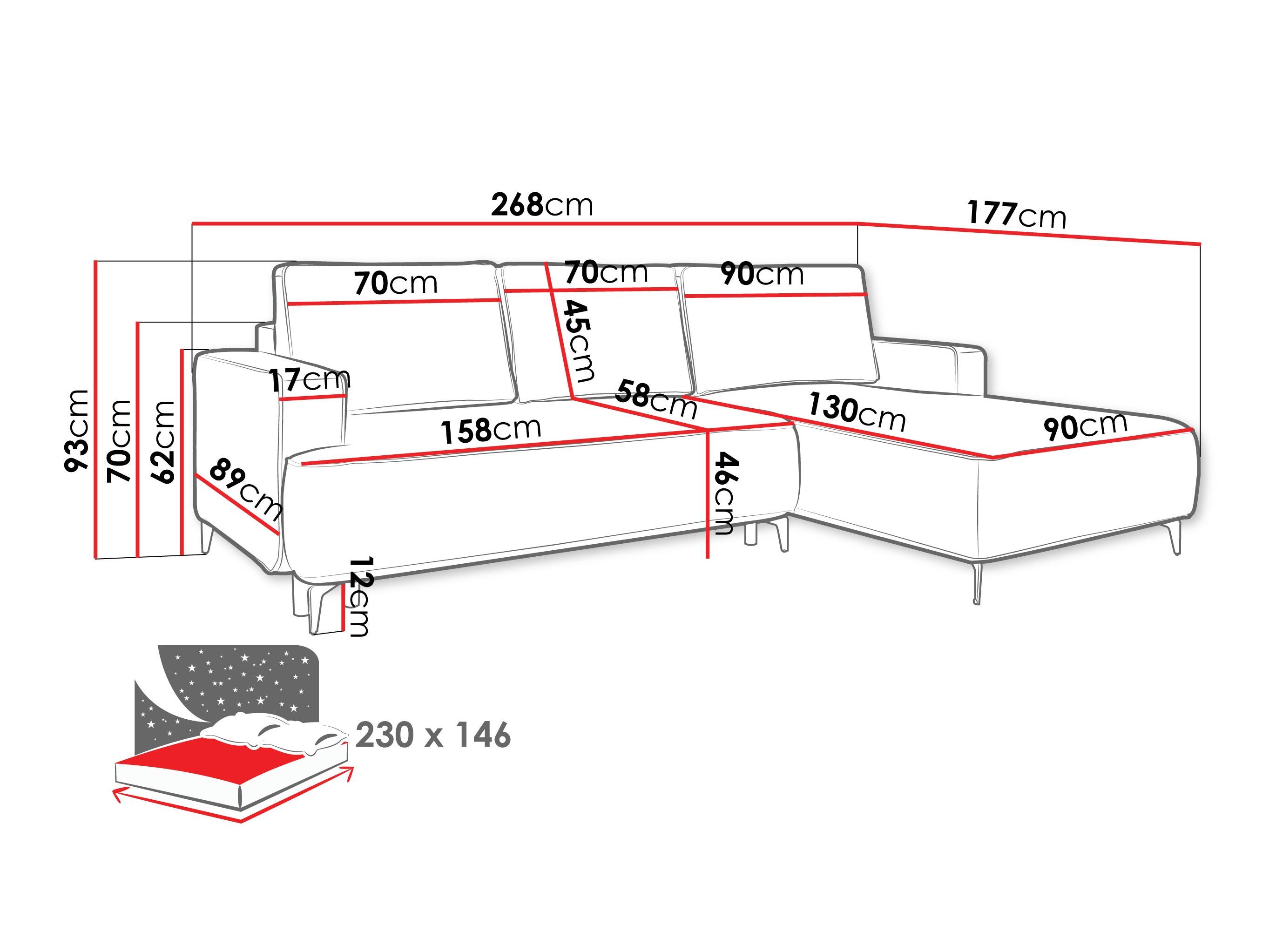 Stūra dīvāns ComfiDream 200 (Castel 59)