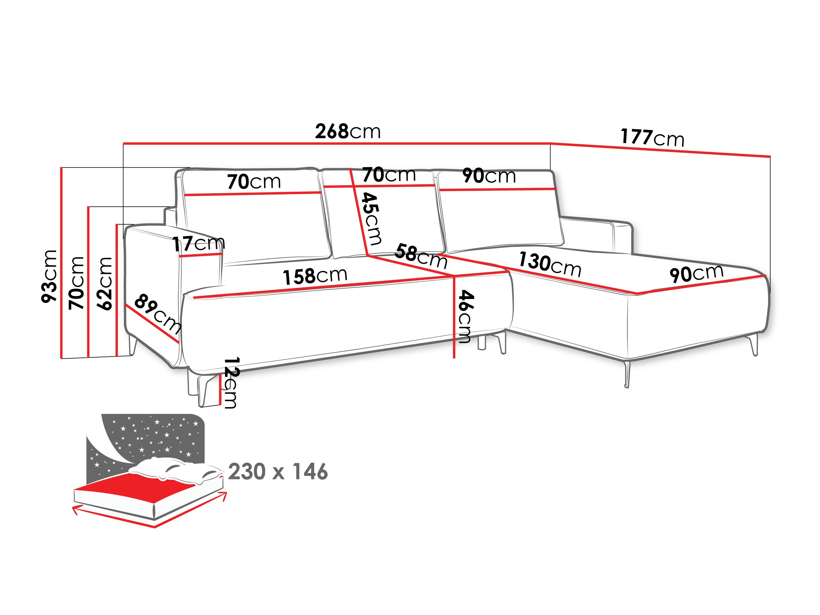 Stūra dīvāns ComfiDream 200 (Castel 59)