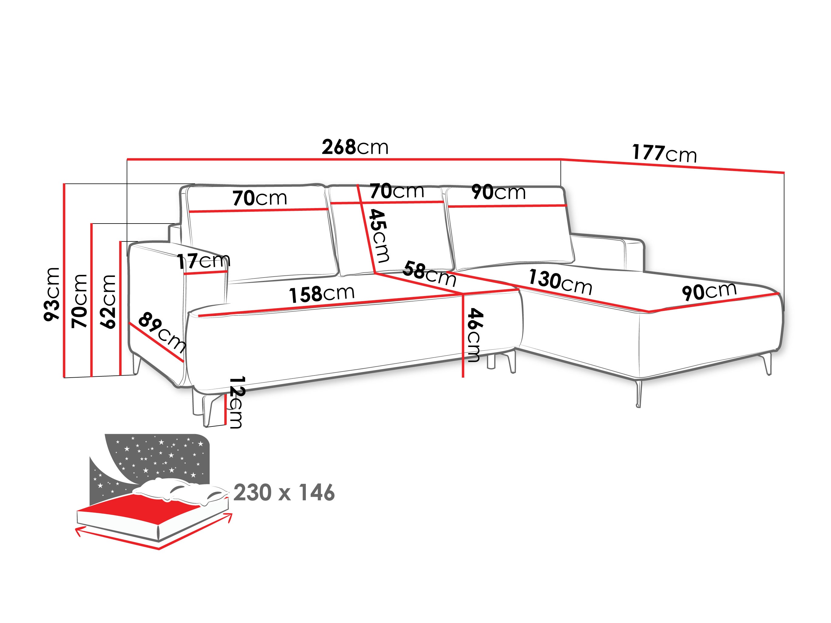 Stūra dīvāns ComfiDream 200 (Castel 79)