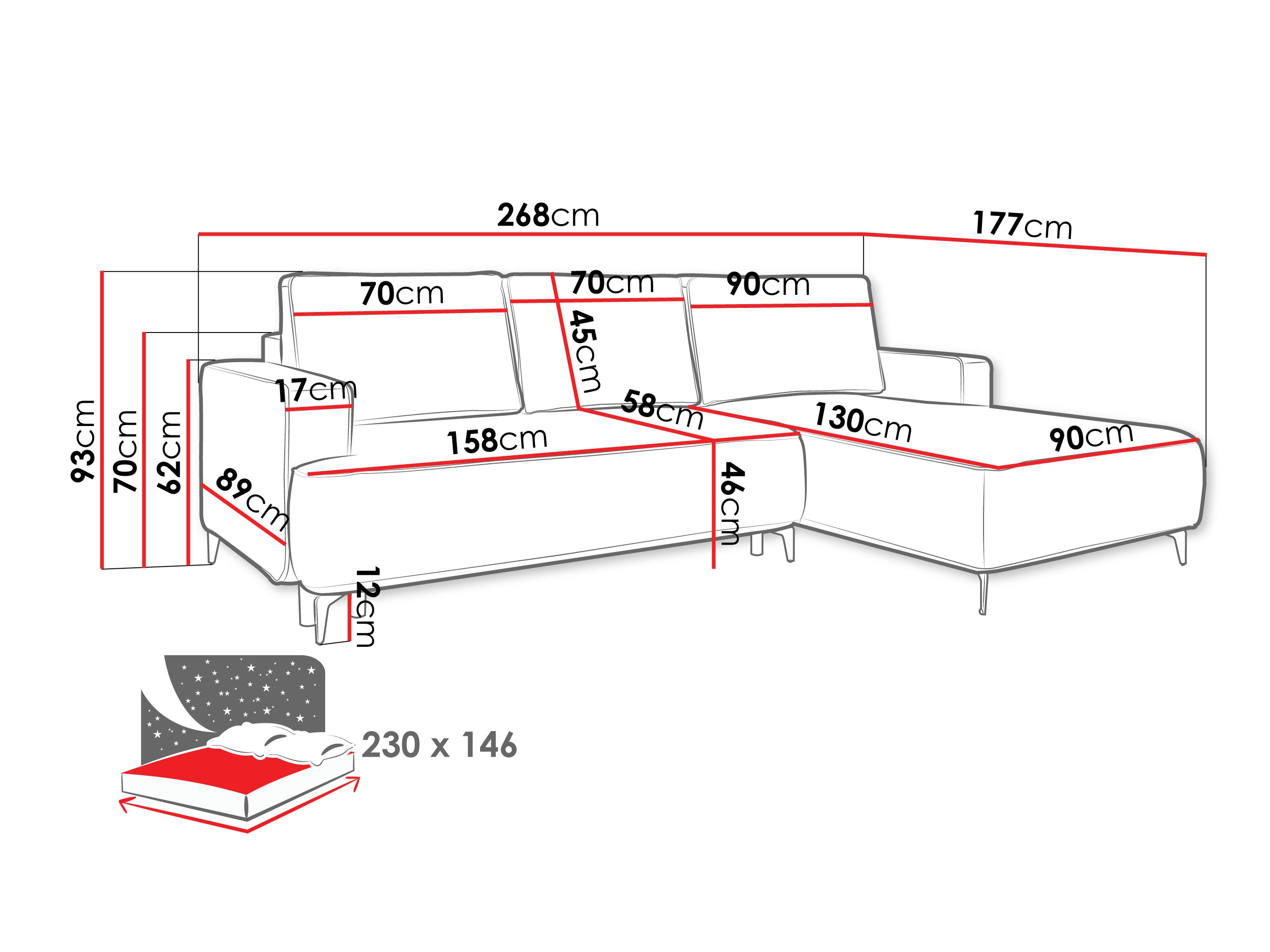 Stūra dīvāns ComfiDream 200 (Castel 79)