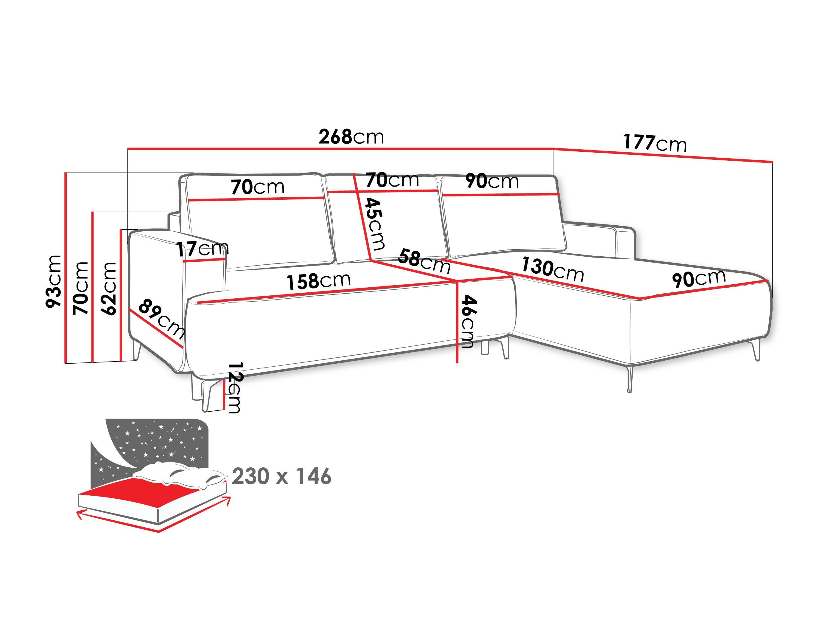 Stūra dīvāns ComfiDream 200 (Castel 82)